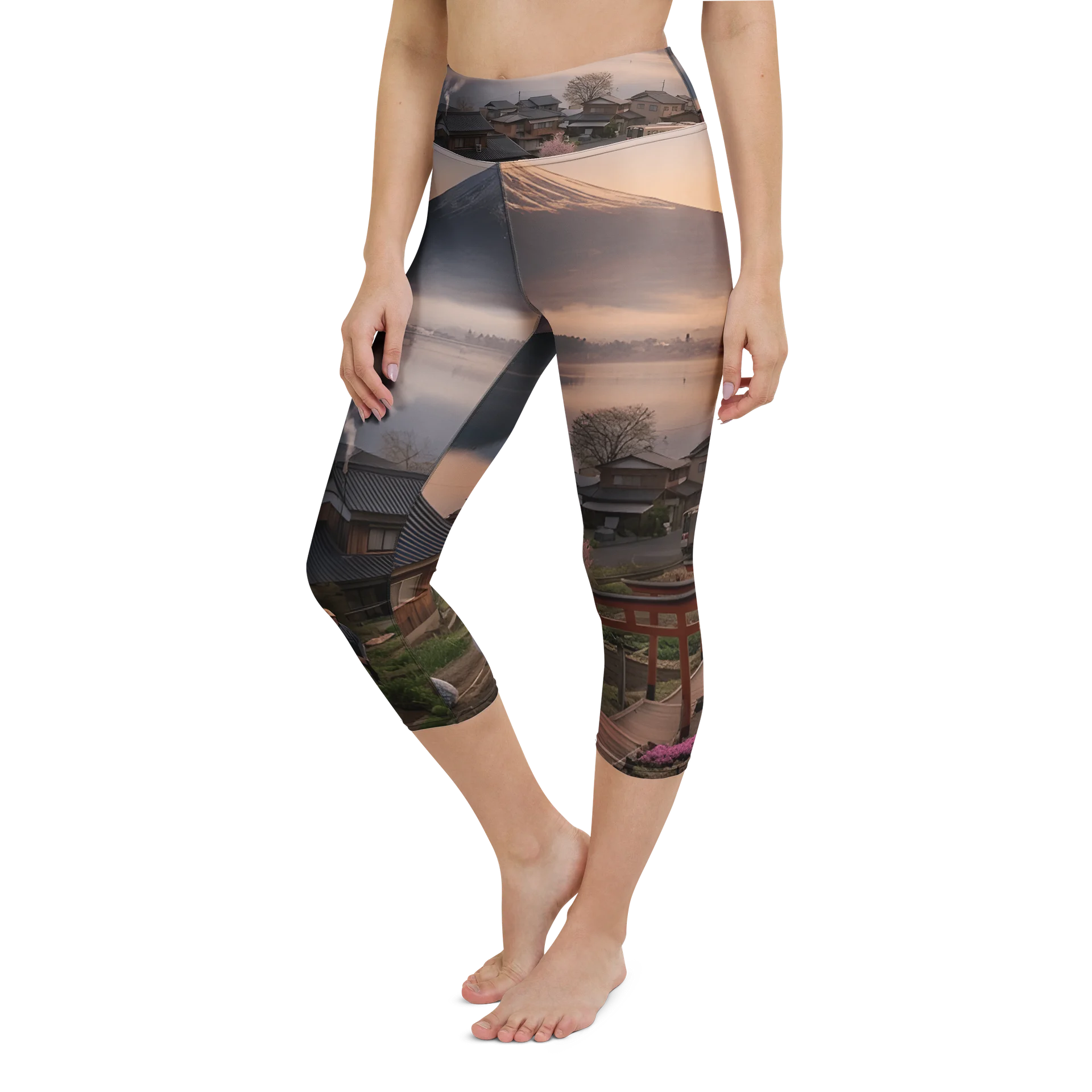 Mount Fuji Yoga Capri Leggings | High-Waisted Cropped Tights product image (8)
