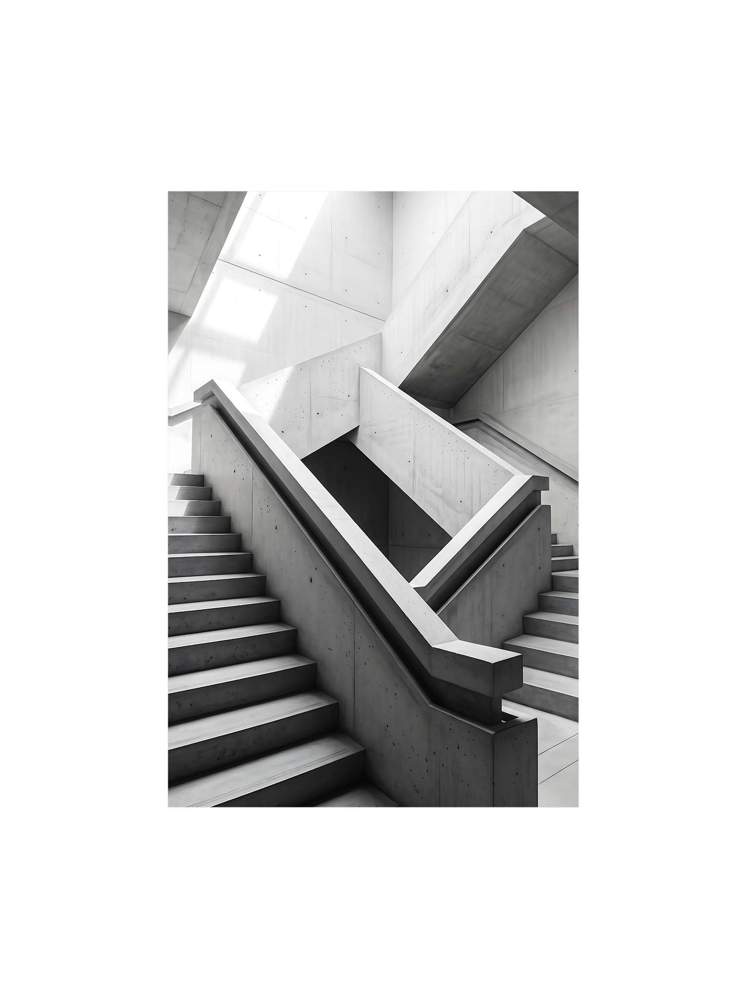 Monochrome Stair - Brutalist Architectural Photography Wall Art product image (1)