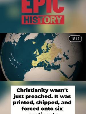 The printing press: technology meets theology meets conquest. Martin Luther sparked the Reformation, but what came next was six continents converted—and not all of it willingly. From printed Bibles to colonial domination, this is how one religion conquered the world. #Reformation #MartinLuther #ProtestantReformation #HistoryTok #FYP #ForYou #EpicHistory #ChristianHistory #HistoryLesson #ReligiousHistory #ColonialHistory #DocumentaryTok #HistoricalFacts #MustWatch #Viral
