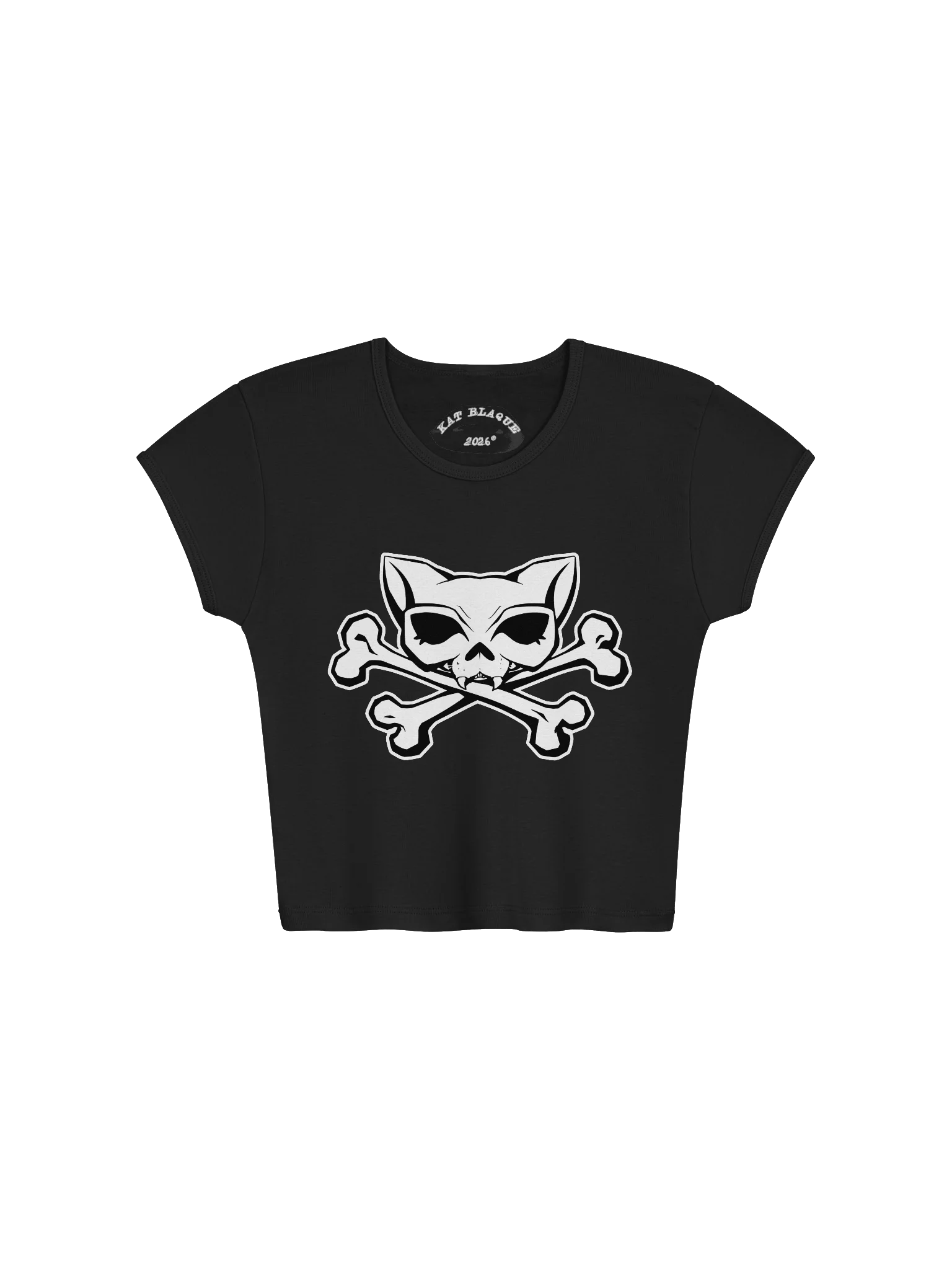 White Kat Skull Crop Top product image (1)