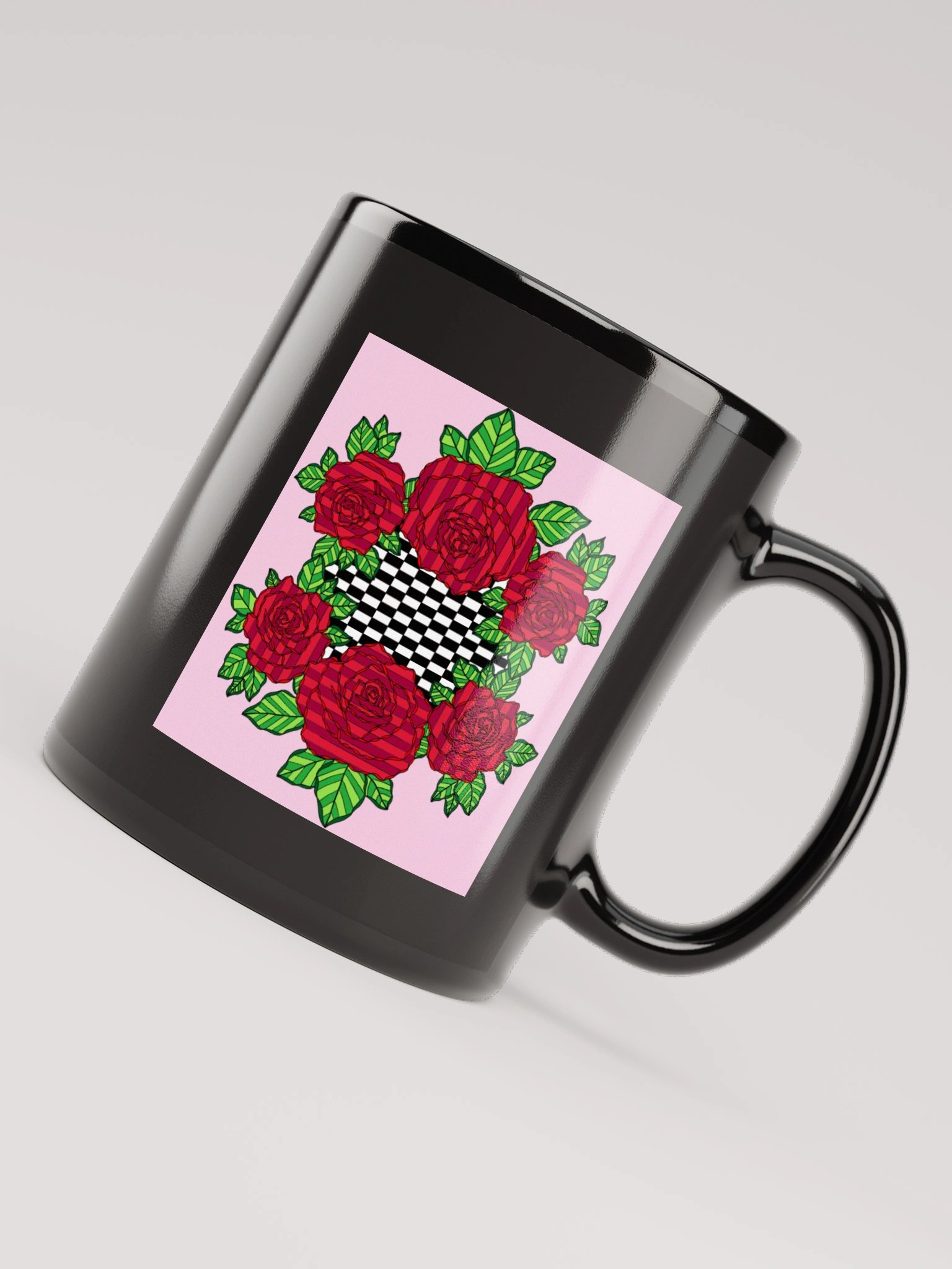 Black Glossy Mug (Rose-Pink) product image (6)