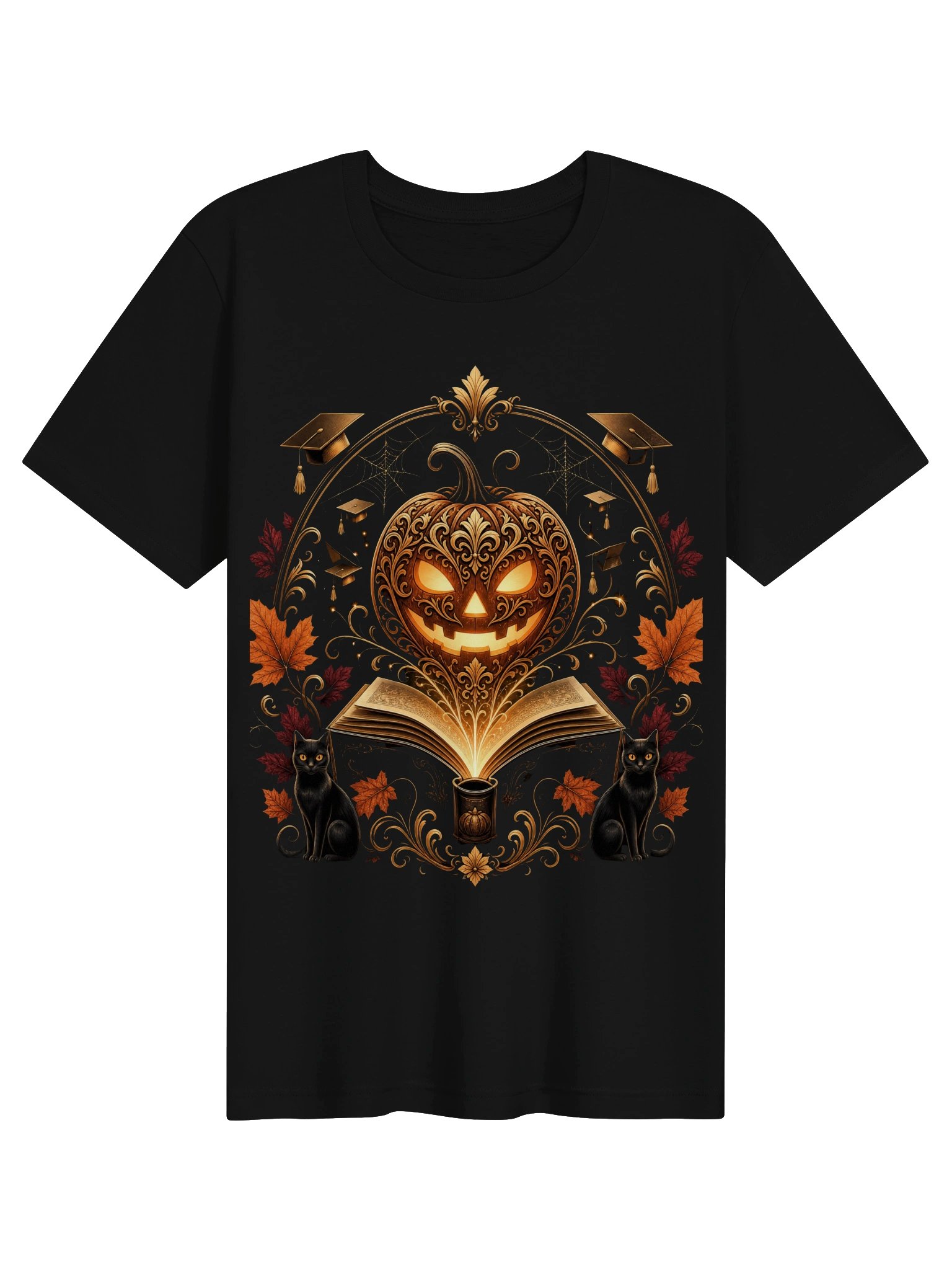 Ornate Halloween Book Design | Luxury Golden Pumpkin & Black Cats Gothic Academic Artwork product image (9)