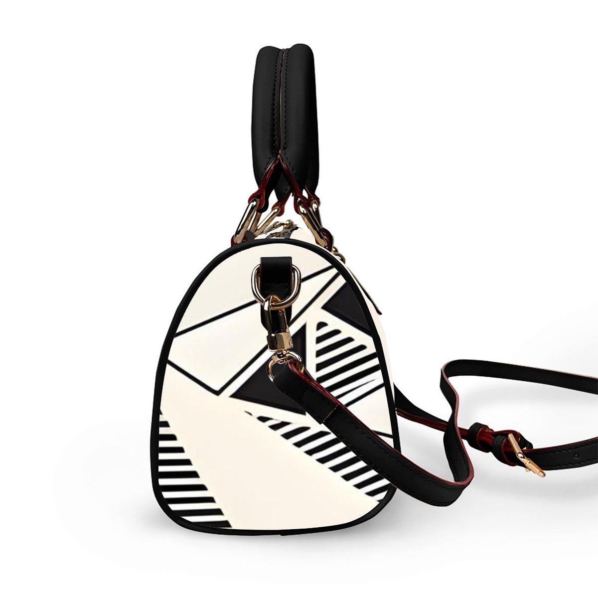 Monochrome Geo Leather Barrel Bag product image (4)