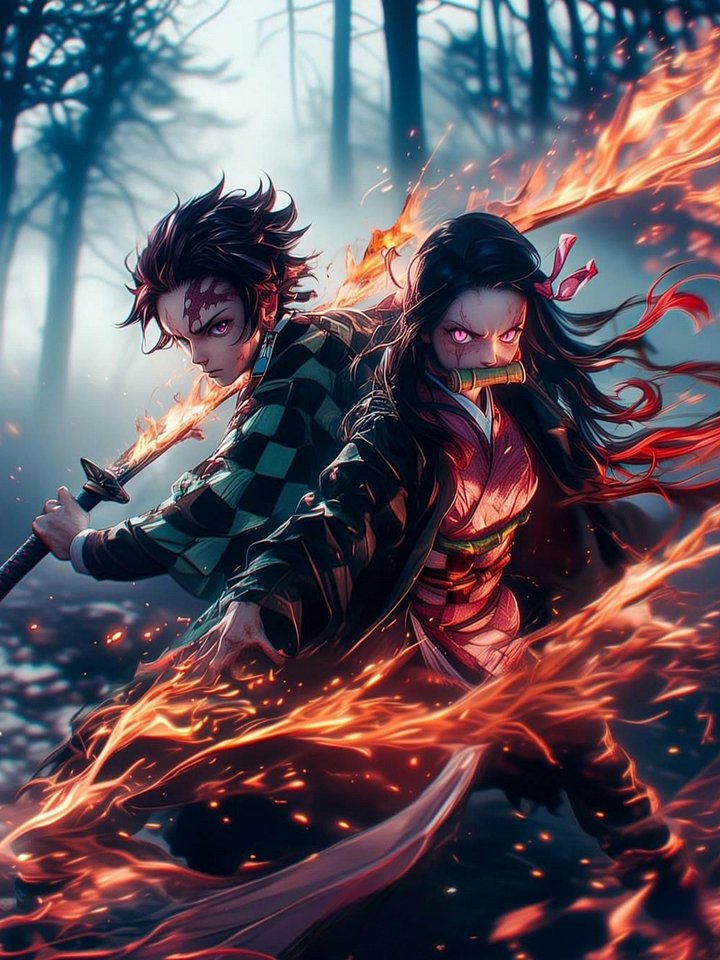 Nezuko and Tanjiro Metal Print product image (1)