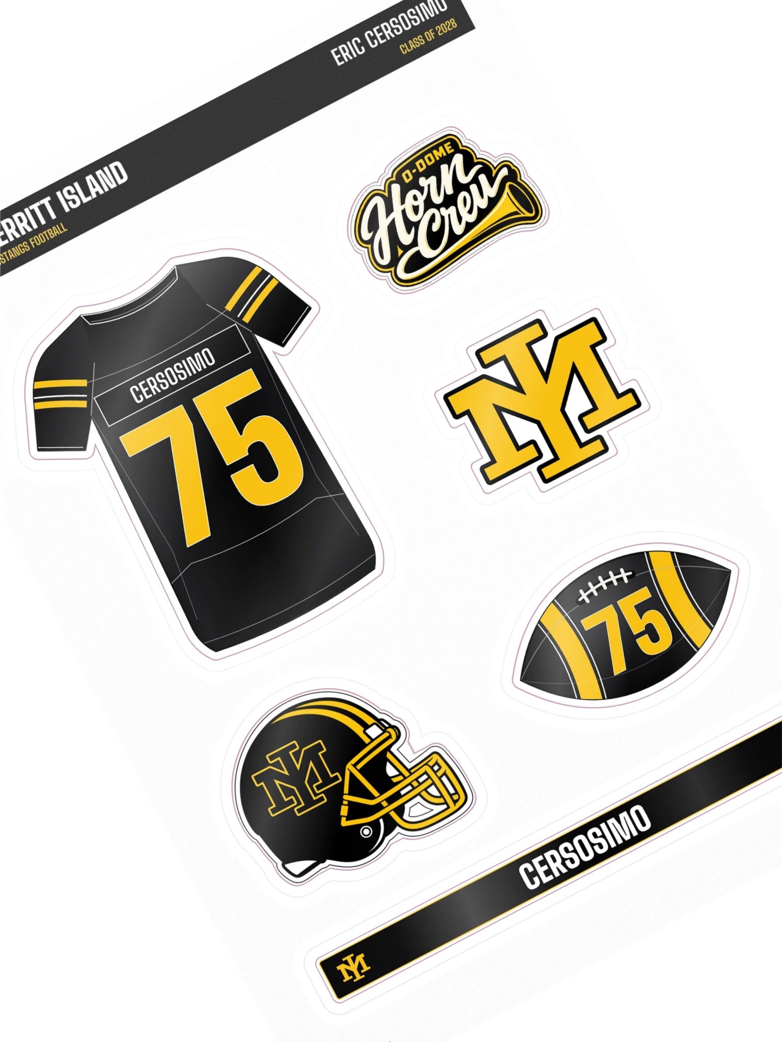 Eric Cersosimo #75 — Mustangs Sticker Sheet product image (1)