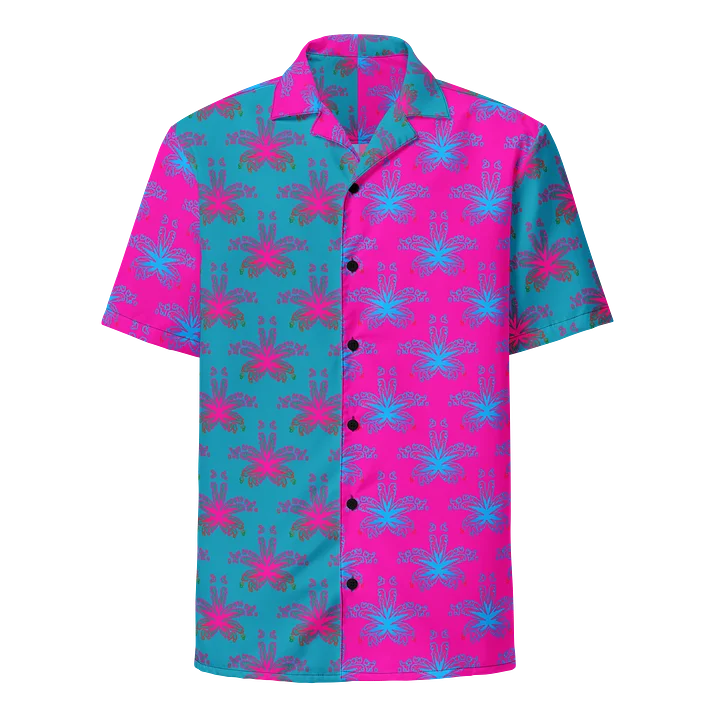 Cotton Candy Color Cannabis Art Button-Down Shirt, 420 Summertime Pink Blue Weed Leaf Stoner Fashion product image (1)