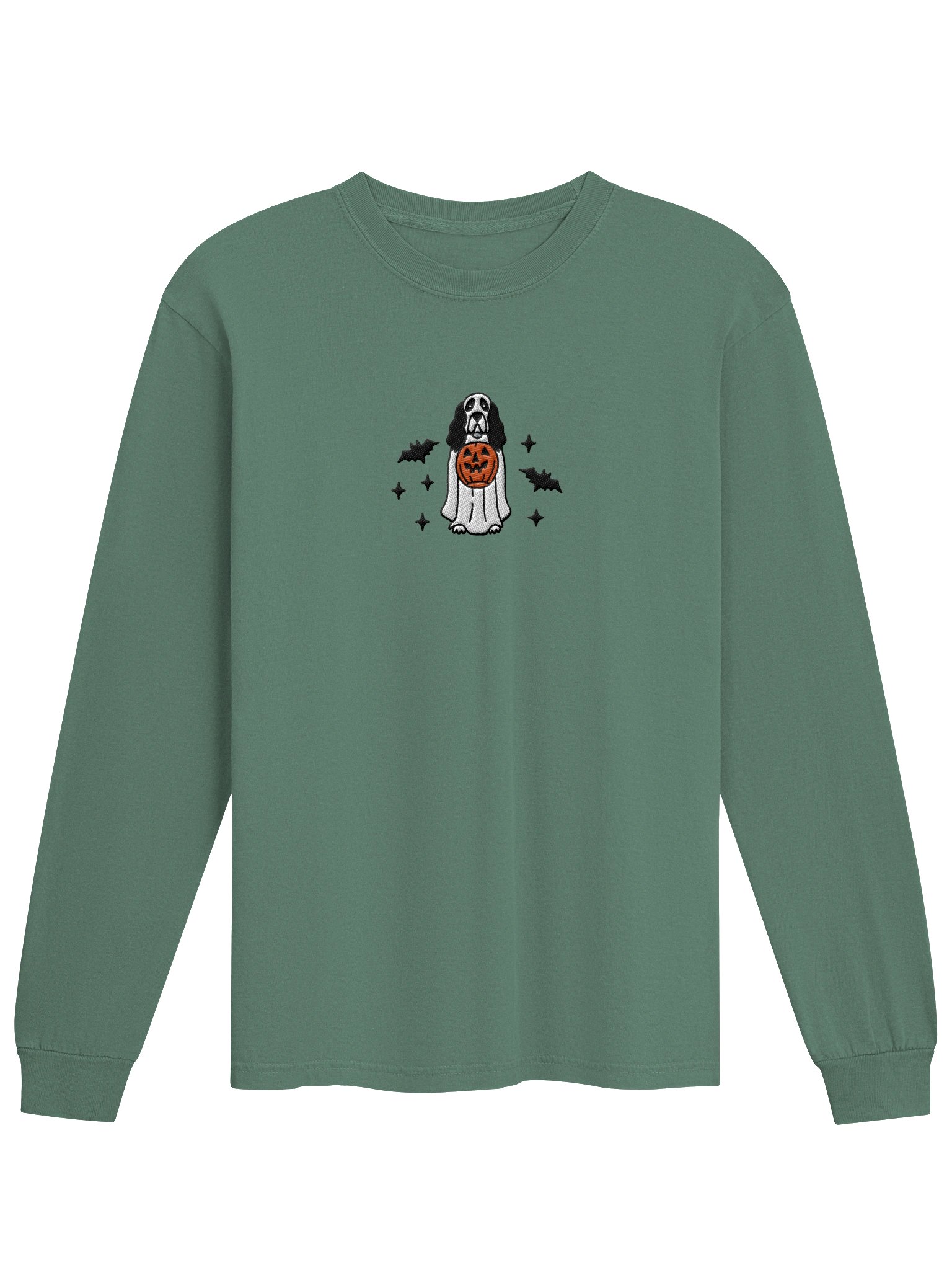Halloween English Springer Spaniel(Black & White) Embroidered Long-Sleeve T-Shirt product image (25)
