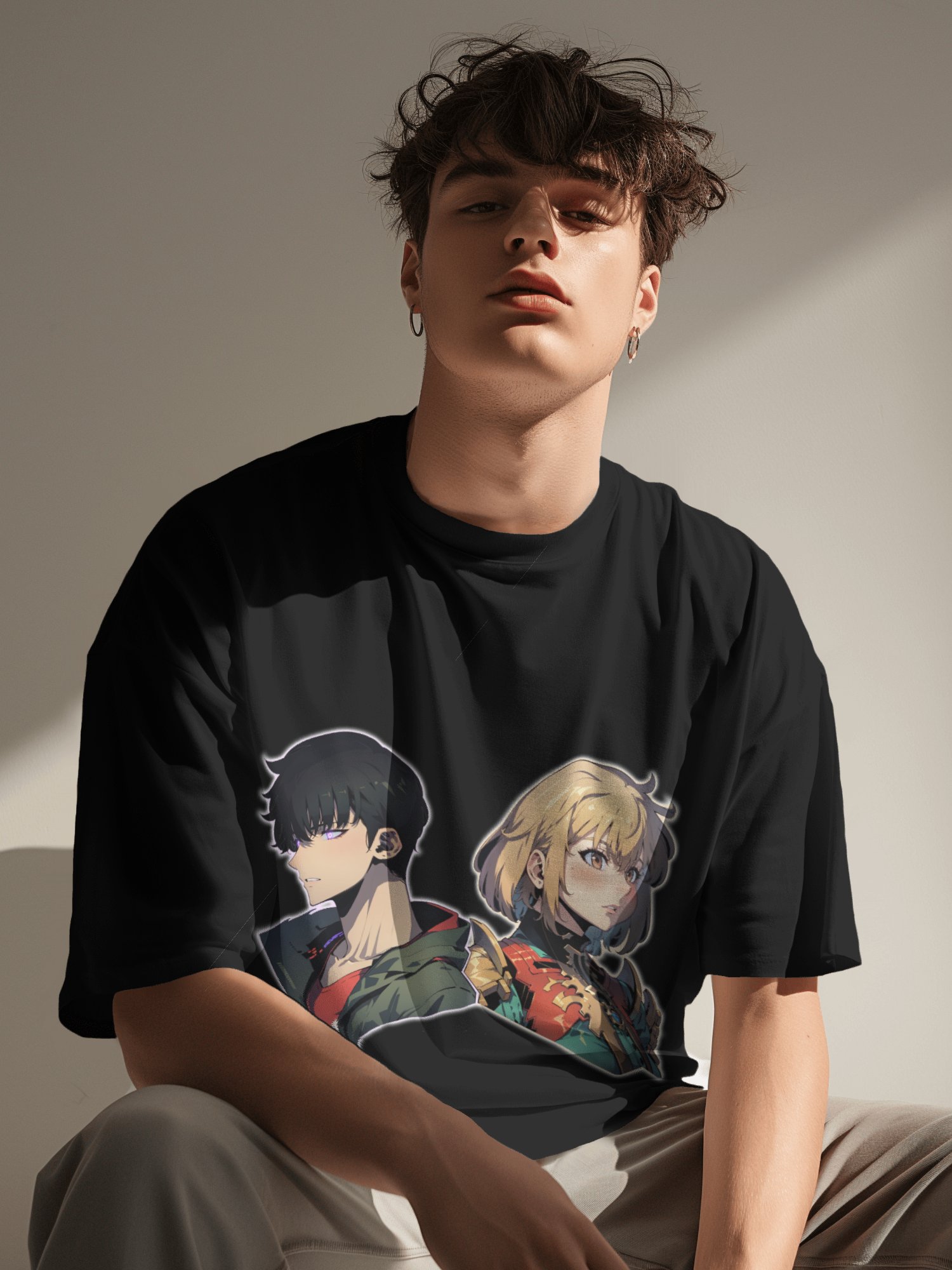 Shadow Monarch & Radiant Blade Duo Anime Streetwear Tee product image (4)