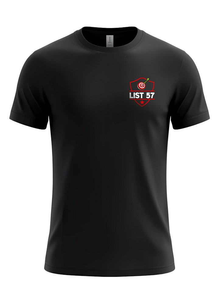 List 57 Chest Print T Shirt Small Shield Target Design Sports Graphic Unisex Casual Athletic Style Number Tee Streetwear Black Top product image (1)