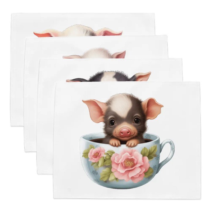 Whimsical Piglet Teacup Placemat Set product image (1)