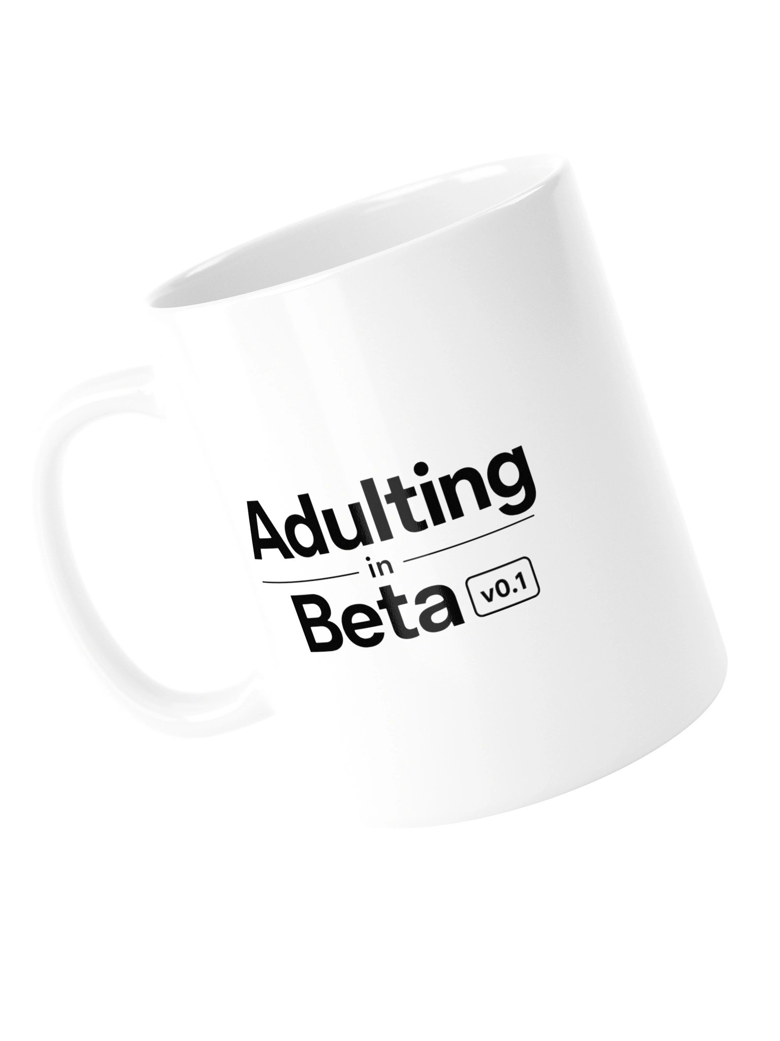 “Adulting in Beta v0.1” — 20 oz White Glossy Mug product image (2)