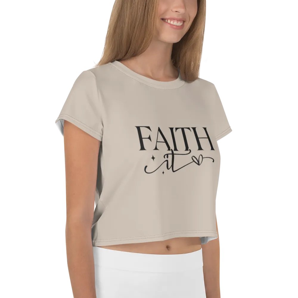 Faith It Custom Design Beige Crop Tee product image (4)