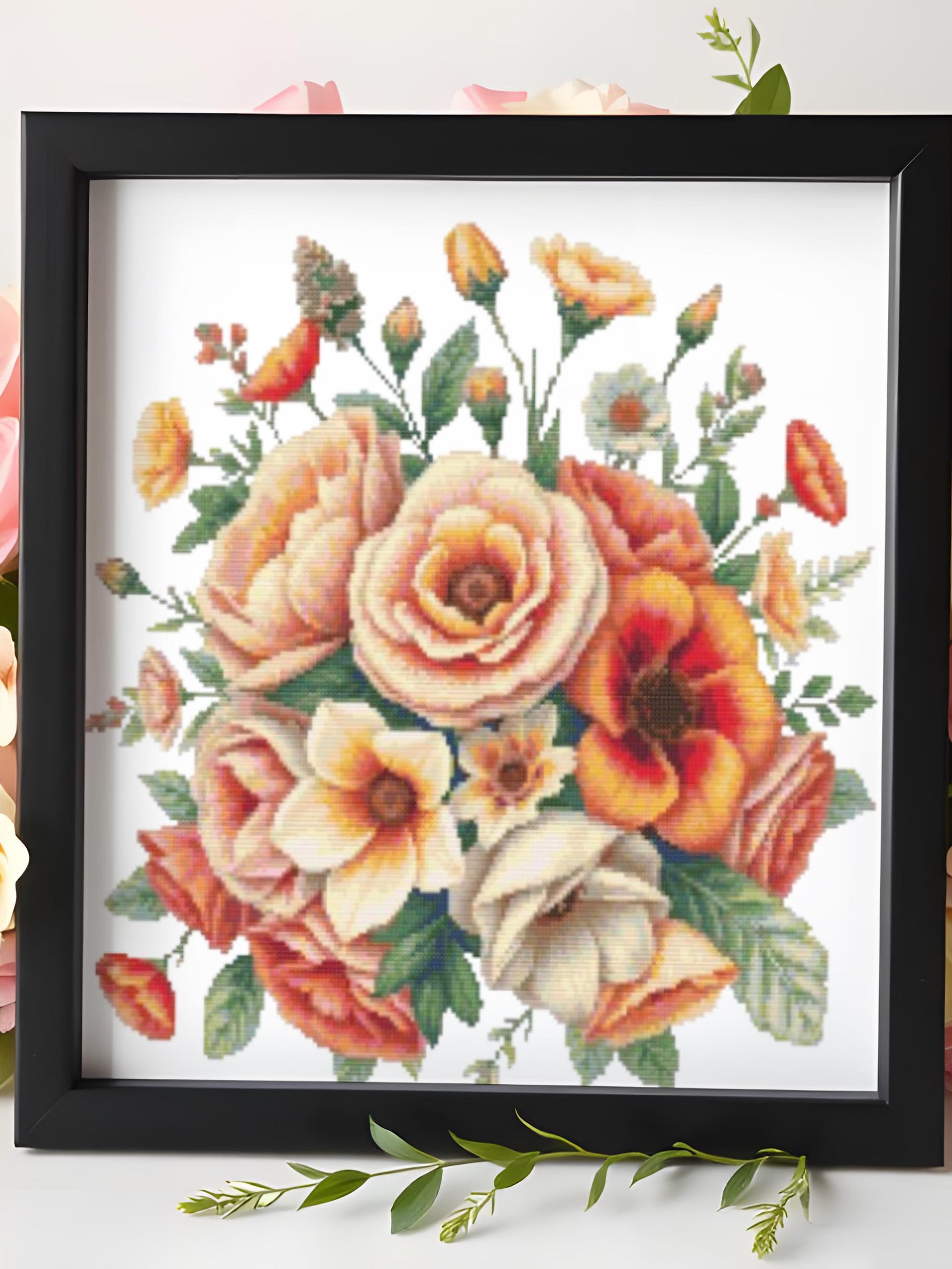 Peachy Blooms Cross Stitch Pattern product image (5)