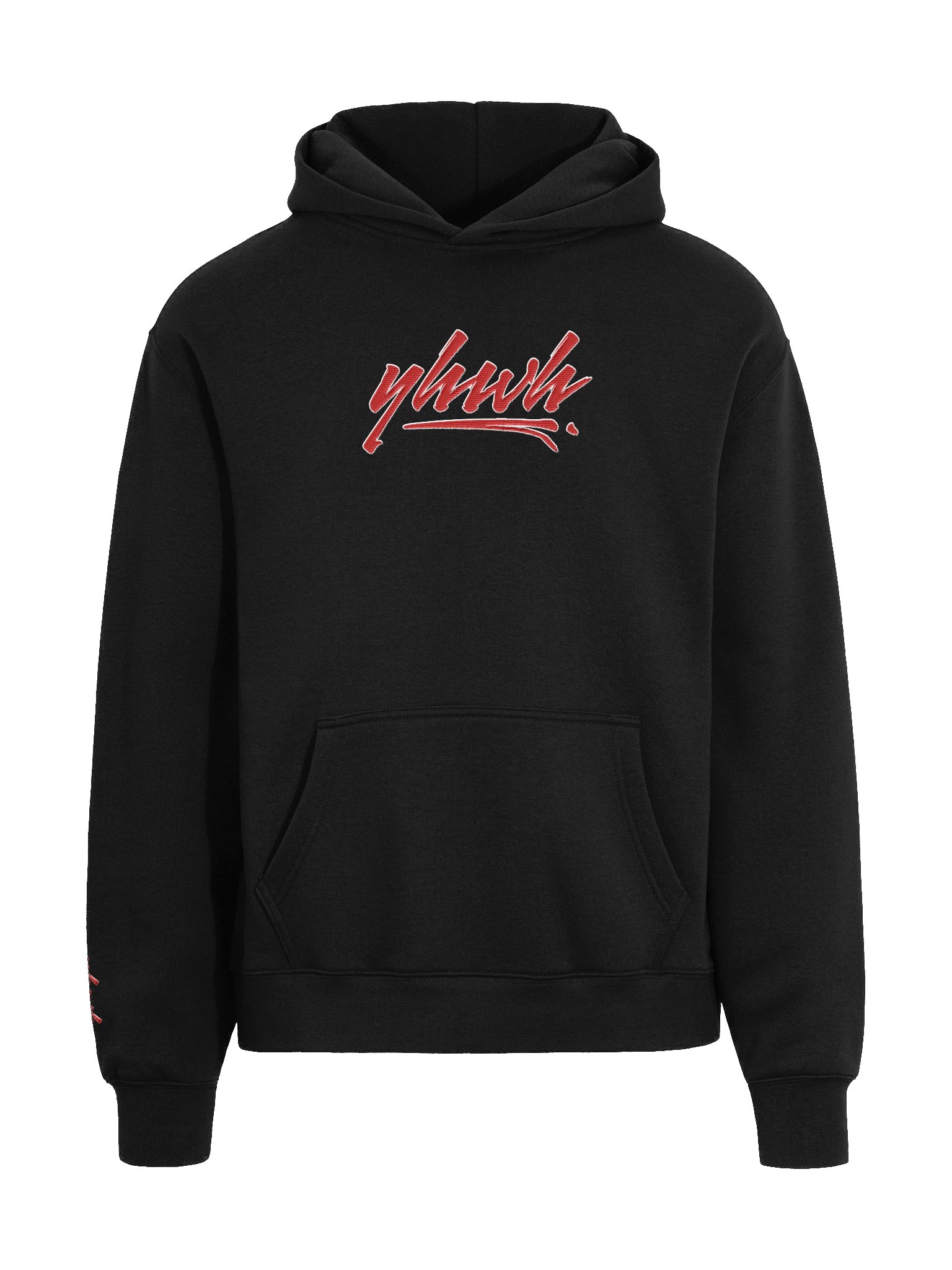 YHWH - PREMIUM OVERSIZED Embroidered Hoodie Red on Black product image (2)