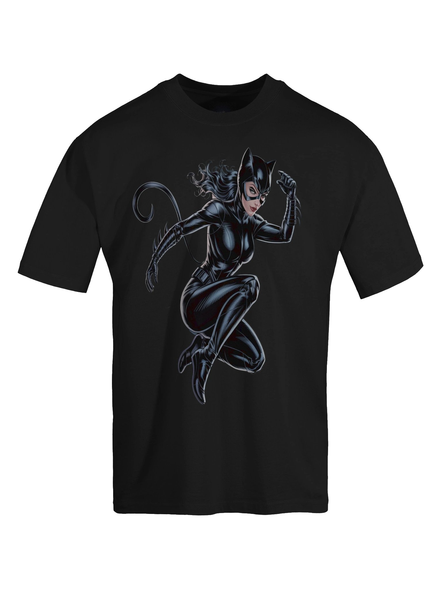 Shadow Pounce: Catwoman's Lethal Leap Oversized Faded T-Shirt product image (1)