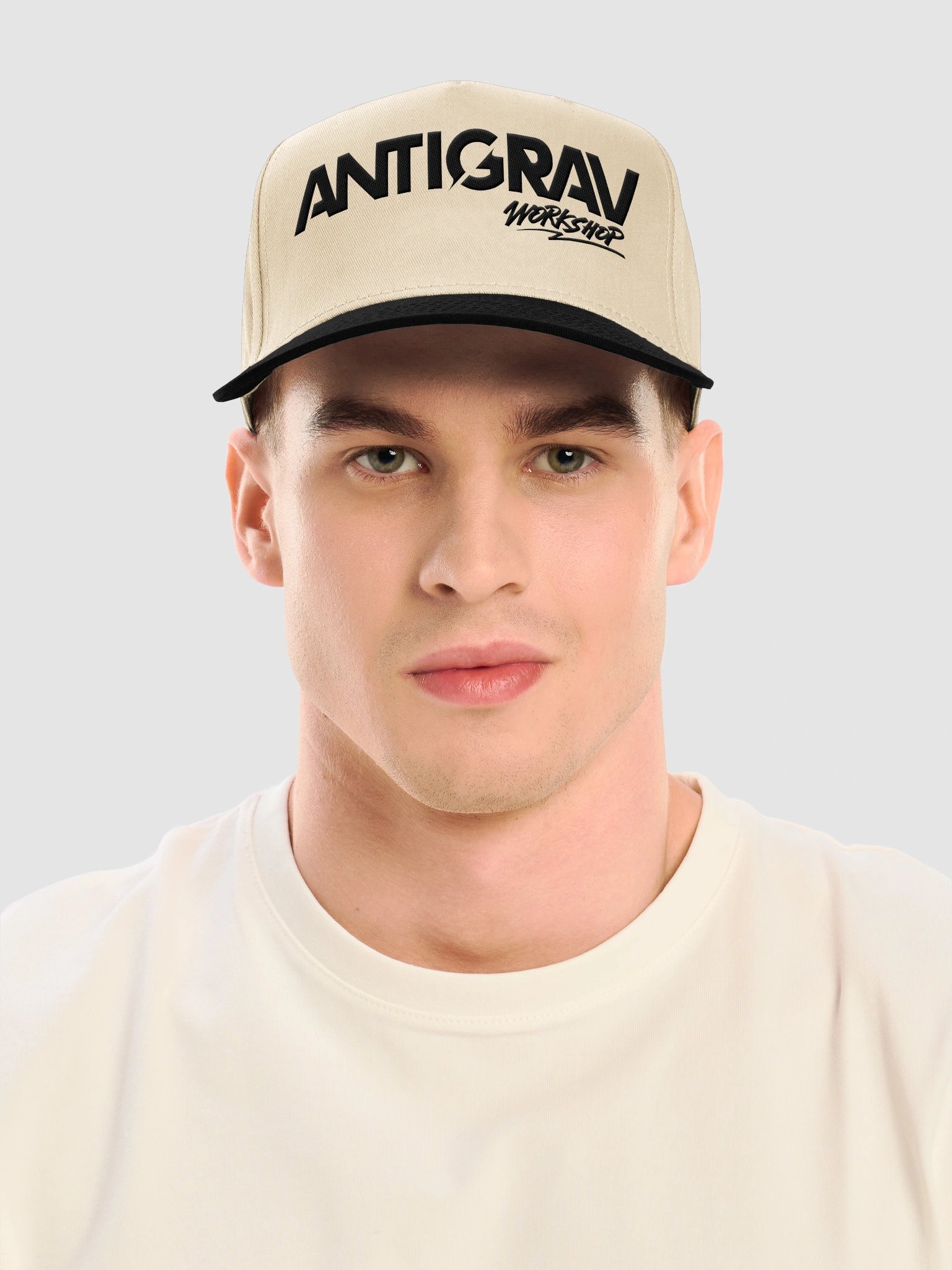 Antigrav Workshop Mid-Profile Baseball Cap | Embroidered Two-Tone Hat | Black/Natural product image (1)