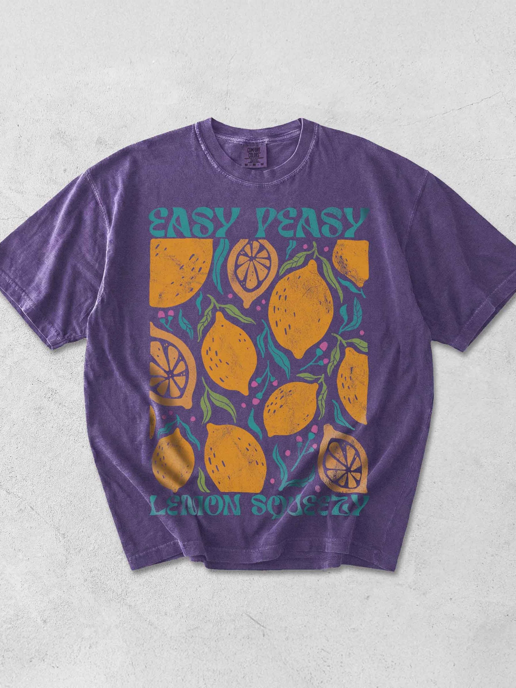 Easy Peasy Lemon Squeezy Shirt – Cute Lemon Citrus Graphic Retro Aesthetic Tee product image (1)