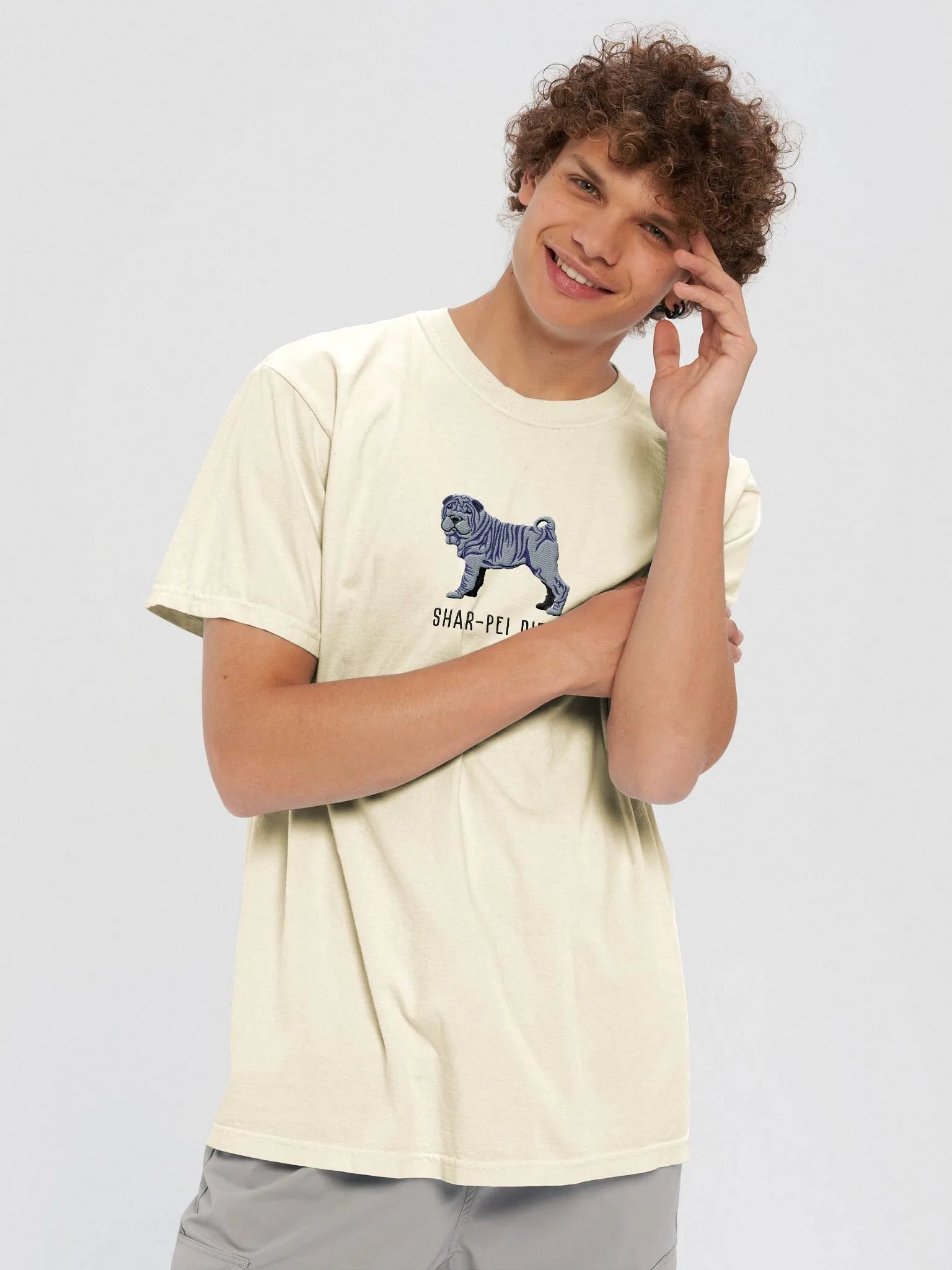 Shar-Pei Diem T-Shirt(Embroidered) of a Chinese Shar-Pei(Blue) product image (8)