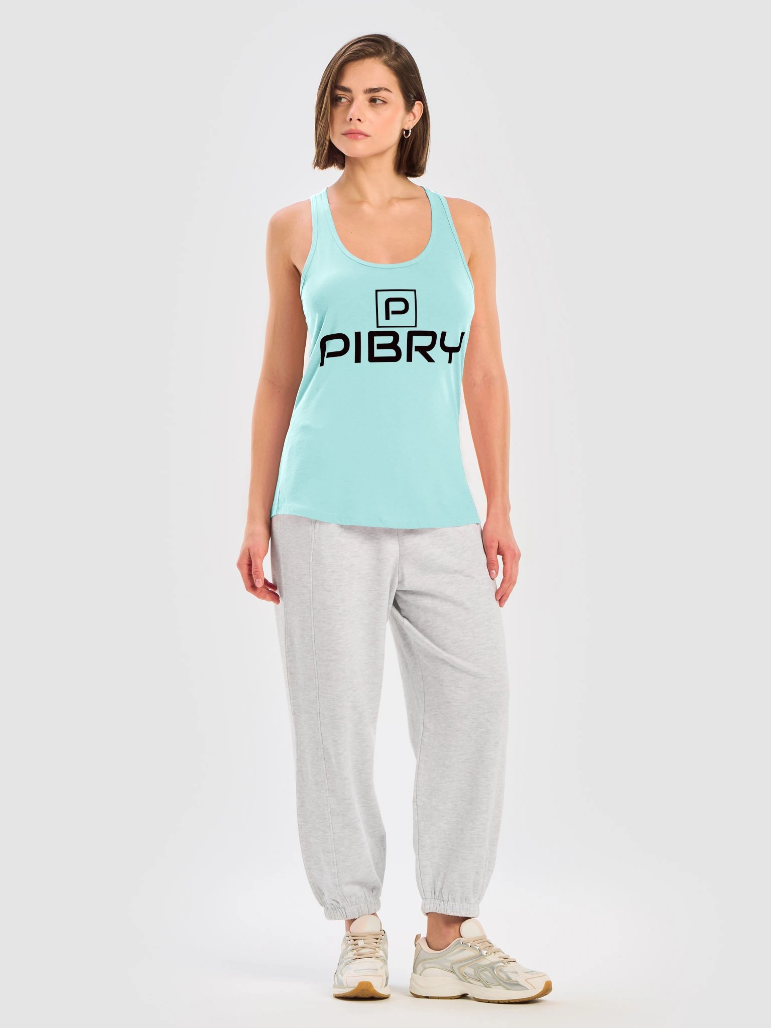 PIBRY Stacked Logo Women's Racerback Tank – Black Logo product image (7)