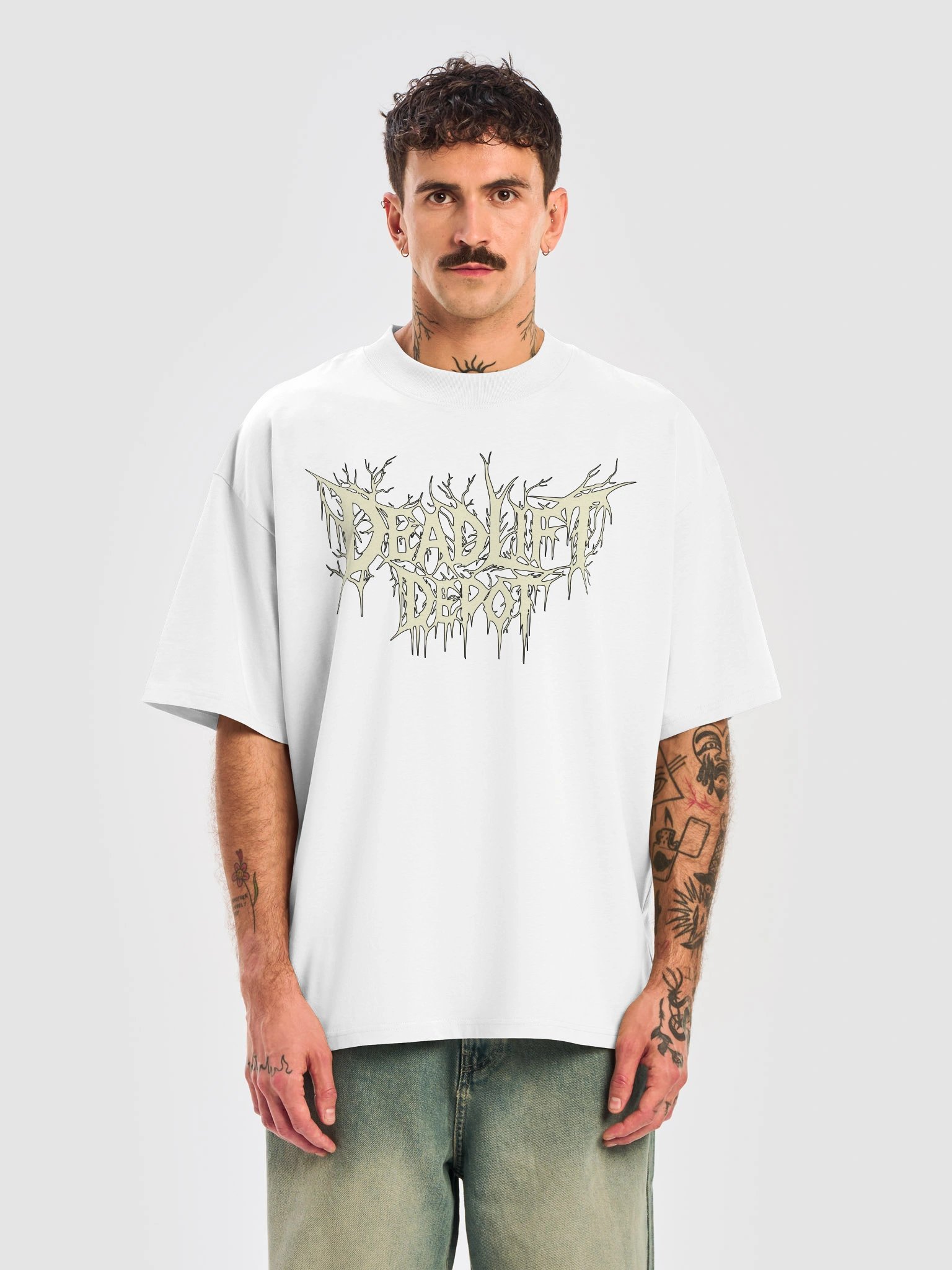 The Behold Tee | Oversized Pearl Earring Cat Parody Shirt | Deadlift Depot product image (5)