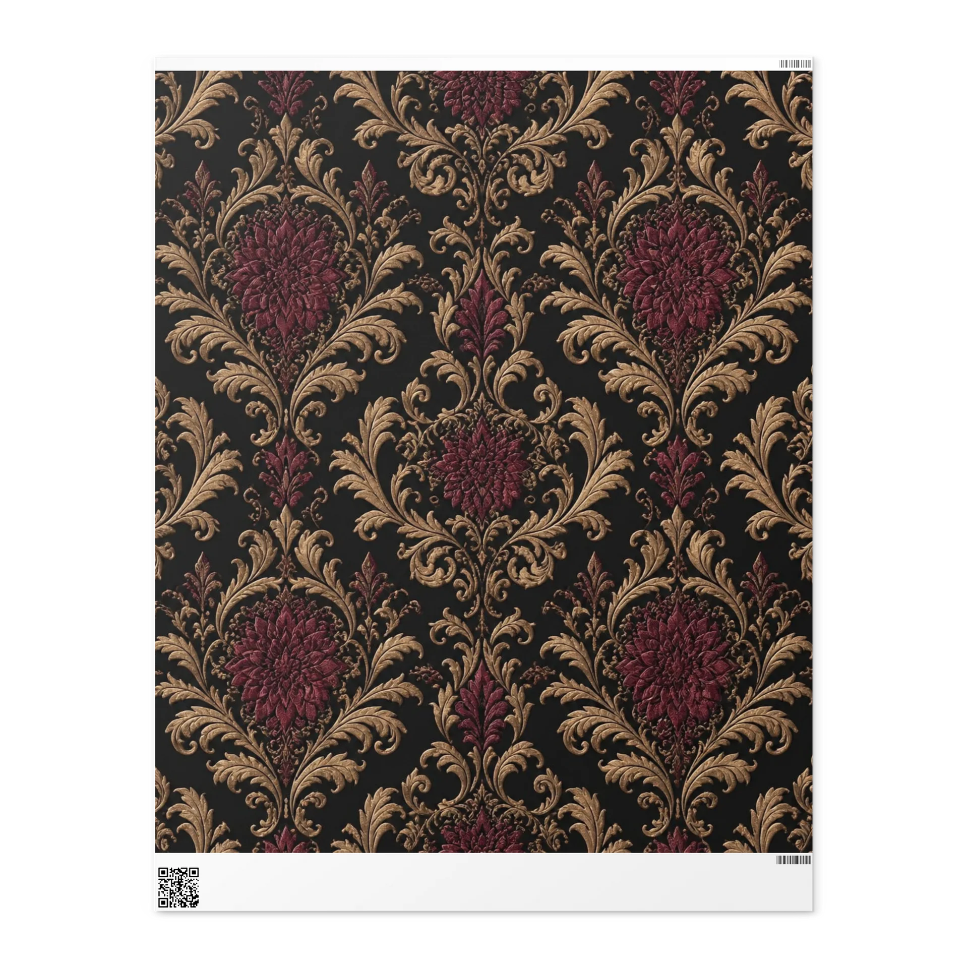 Black & Bordeaux Damask Wrapping Paper product image (2)