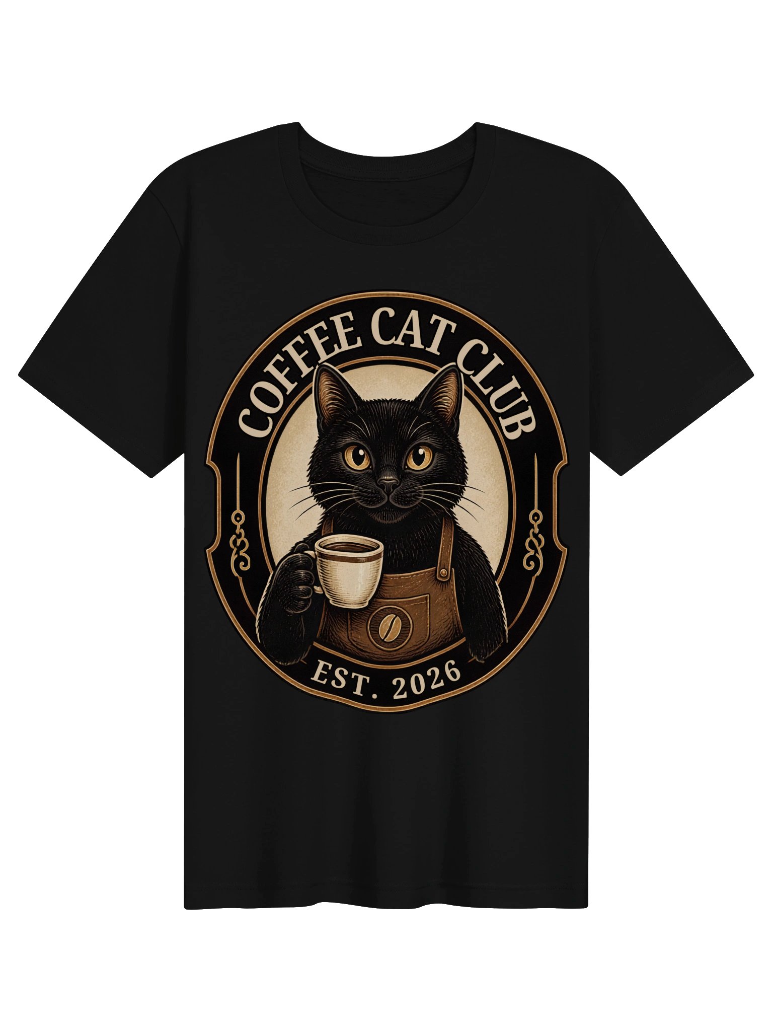 Coffee Cat Club Vintage Black Cat Coffee Logo T-Shirt product image (7)