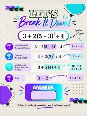 🧠✨ PEMDAS tripping you up? Sometimes, one little detail changes EVERYTHING! 💡 Remember, multiplication and division have equal priority. Work from left to right! 💬 Brilliance Squad, your turn! Which step do you think trips everyone up the most? Tell us in the comments! 👇 💜 Want more math challenges, tips, and step-by-step breakdowns? 👍🏾 LIKE | 🔄 SHARE | ➕ FOLLOW JOIN the Brilliance Squad and let’s build confidence, make connections, and understand the WHY! 🚀 ✨ Think deeply. Learn boldly. Get brilliant! 💡 #CalculatedBrilliance #BrillianceSquad #MathTips #PEMDAS #MathMadeSimple