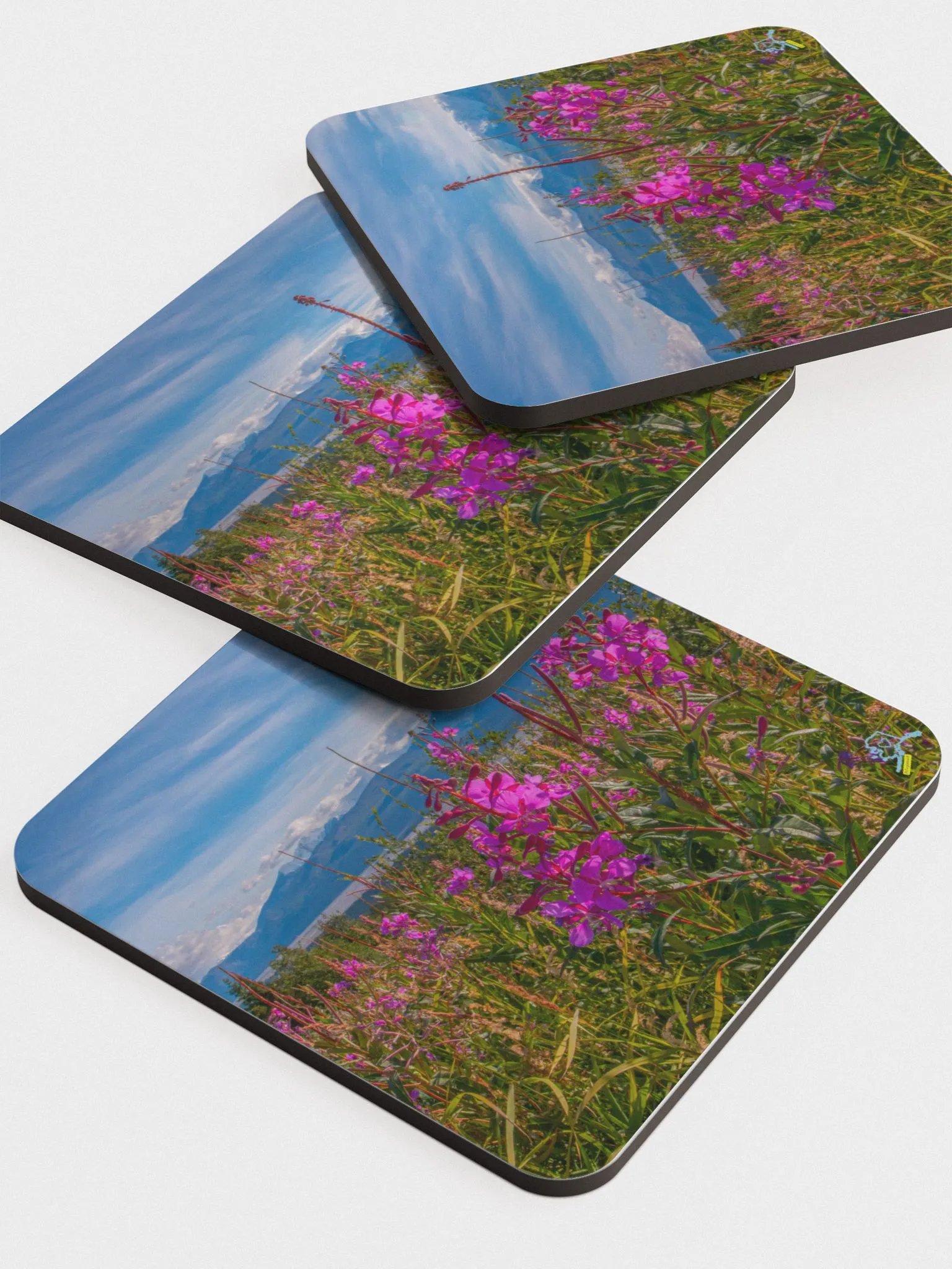 Delta River Fireweed Gloss Cork Coasters product image (5)