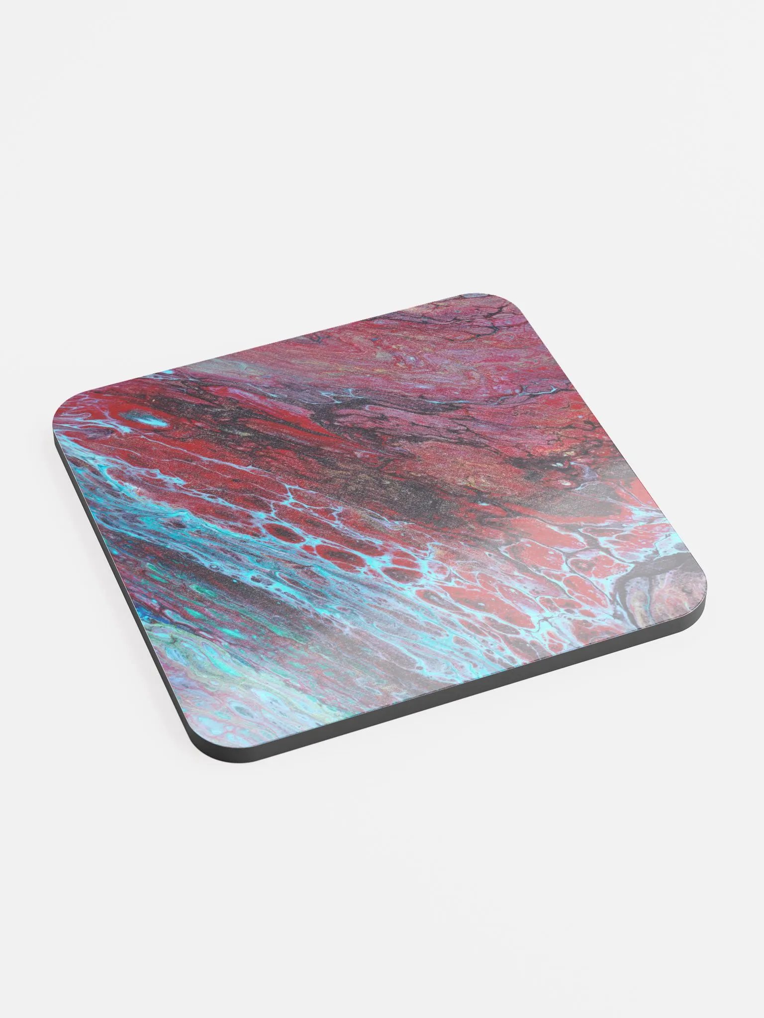 Acrylic Pour 'Crimson Tides' - Coasters, Set of 4 product image (2)