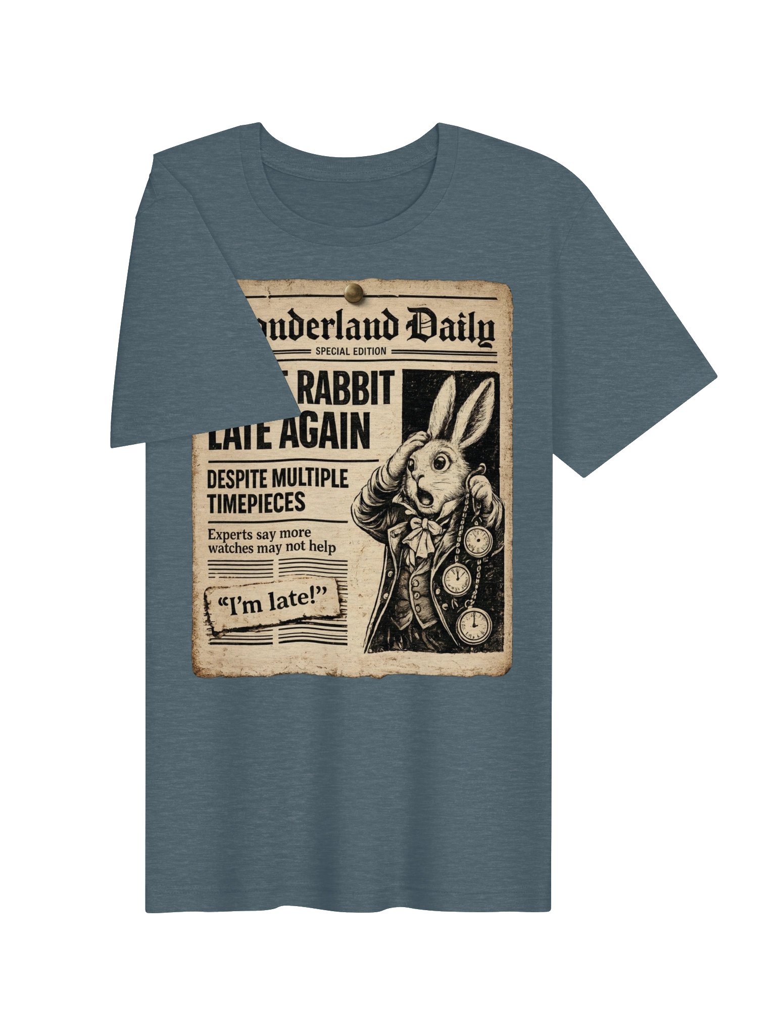 Wonderland Daily White Rabbit T-Shirt, Funny Alice Fan Shirt product image (4)