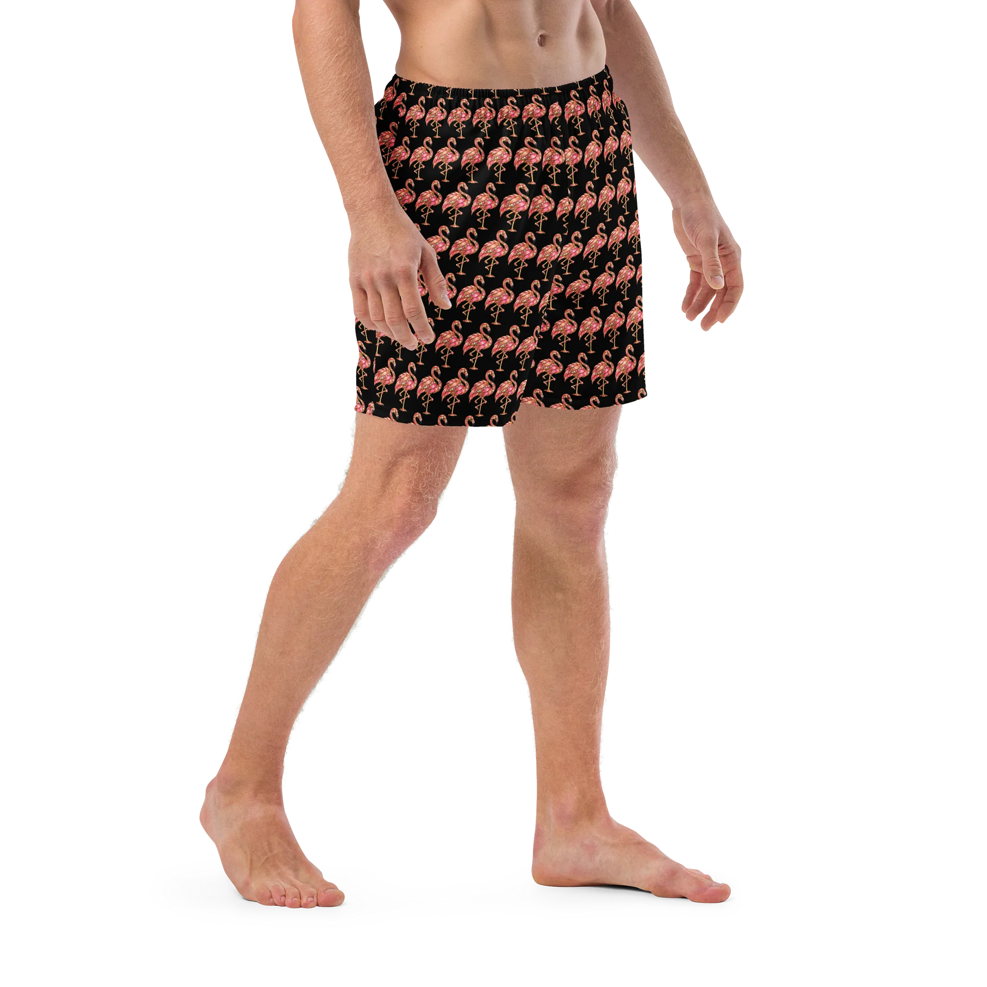 Pink Flamingo All-Over Print Swim Trunks product image (6)