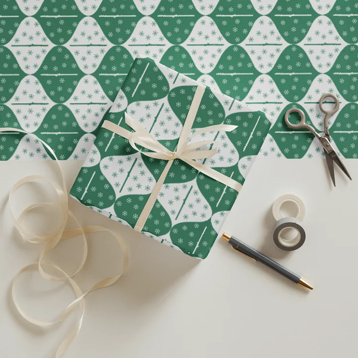 Flutes and Snowflakes - Alto Flute - Green Gift Wrap Paper Sheets product image (2)