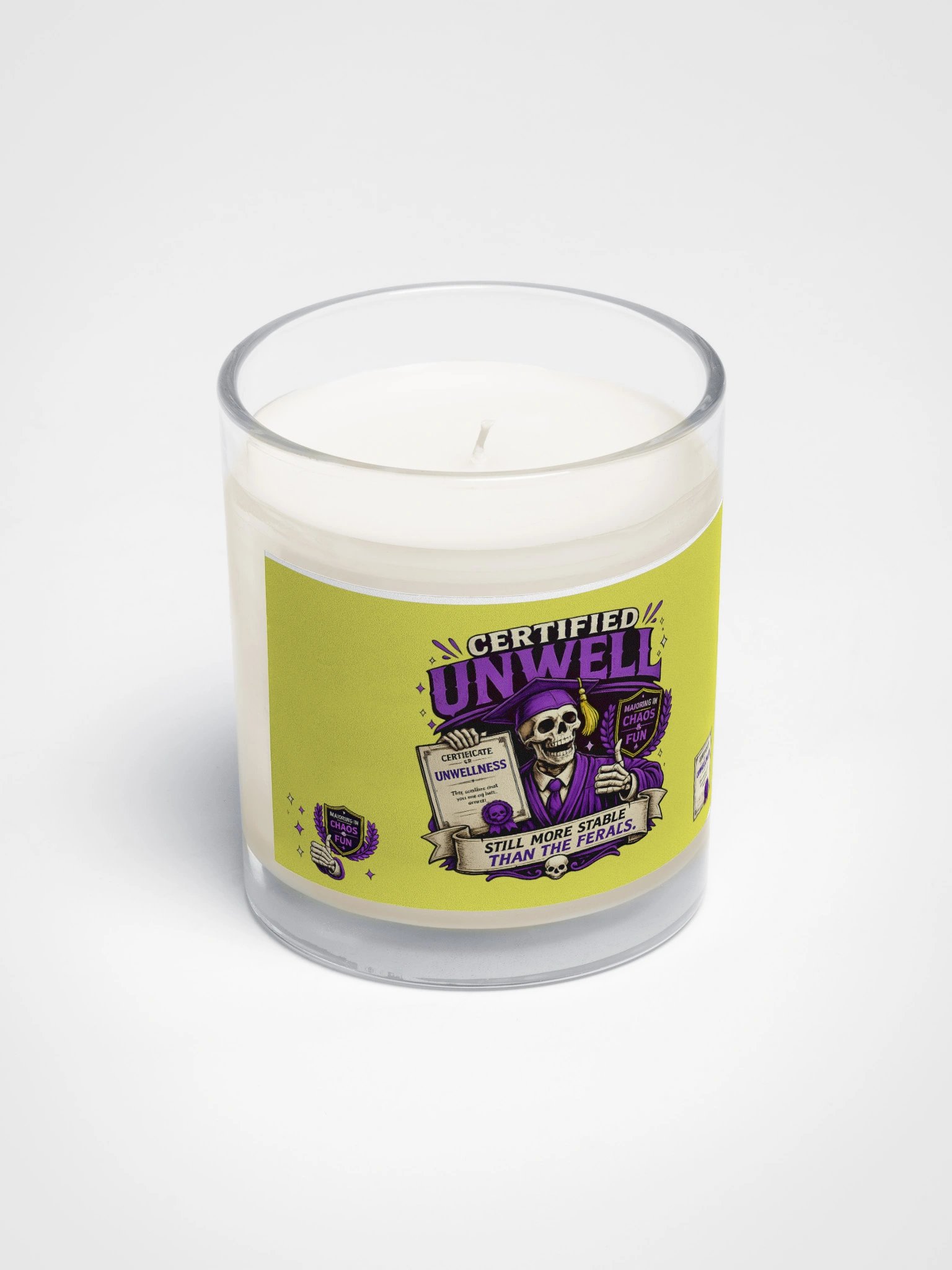 ''Certified Unwell'' Soy Wax Candle In A Clear Glass Jar product image (3)