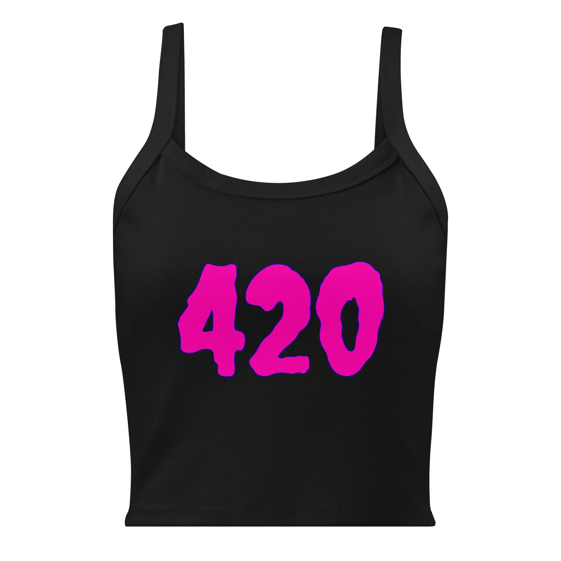 Hot Pink Happy 420 Black Tank Top, Creepy Cannabis Clothing, Twisted Stoner Shirt product image (1)