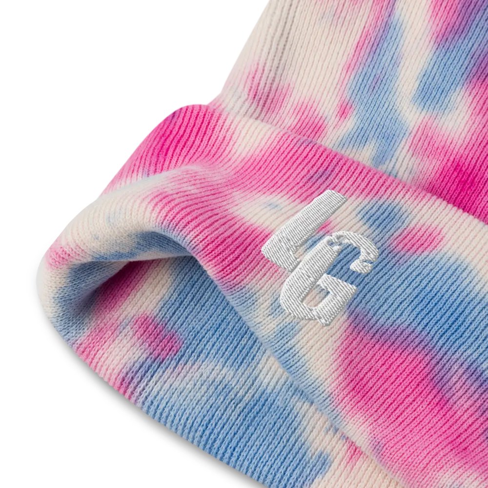 Tie-Dye Beanie Embroidered Logo (WHITE) product image (2)