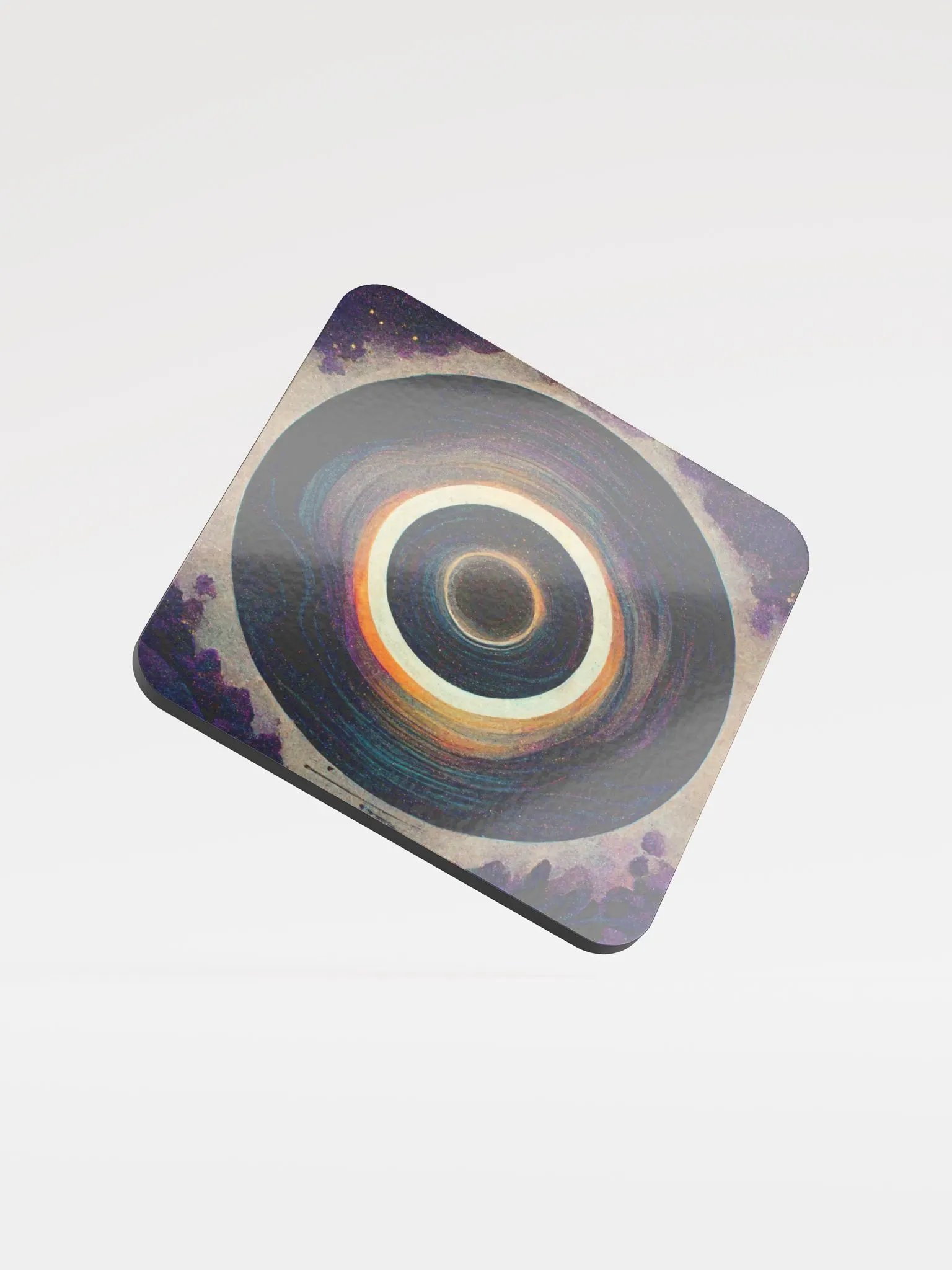 Cosmic Vortex Glossed Cork Coaster product image (1)