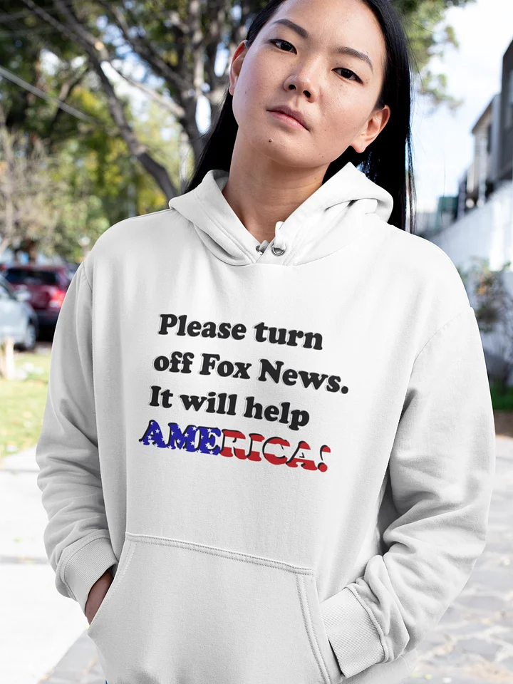 Please Turn Off Fox News Hoodie (Black Text) - Anti-Fox News Apparel product image (1)