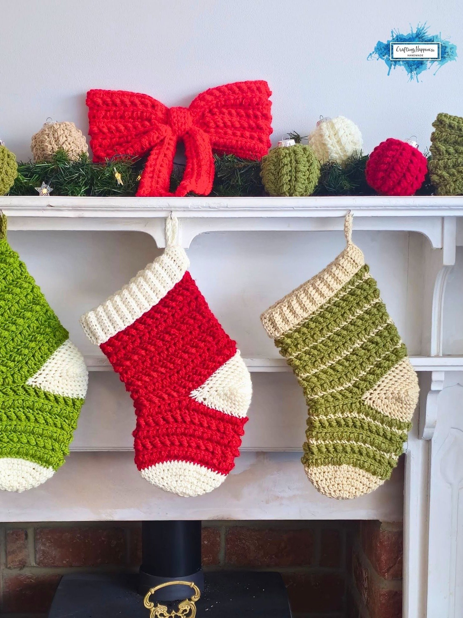 CROCHET PATTERNS + VIDEO | Christmas Crochet Pattern Bundle pdf | Stocking Bow Bauble | Moon Fern Christmas Collection | Holiday Decor Everbee logo Analyze listing Crafting Happiness product image (1)