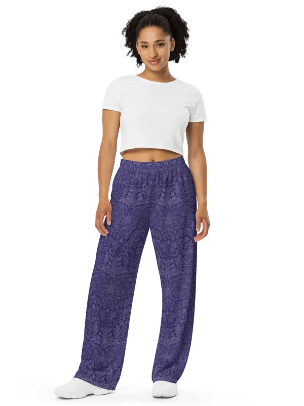 Purple Floral Ornamental Wide-Leg Pants product image (1)