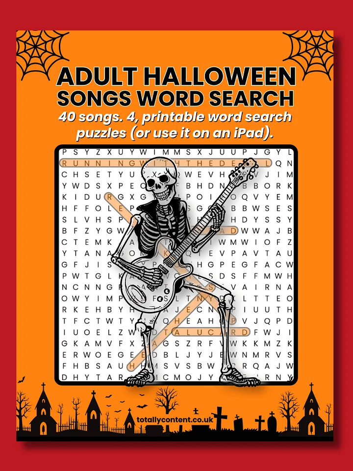 Halloween Songs Alternative Music Word Search for Adults product image (1)