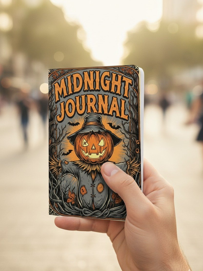 Midnight Journal Cover | Scarecrow Halloween Printable | Dark Academia Journal | Spooky Notebook Cover | Autumn Decor | DIY Book Cover | Instant Download product image (3)