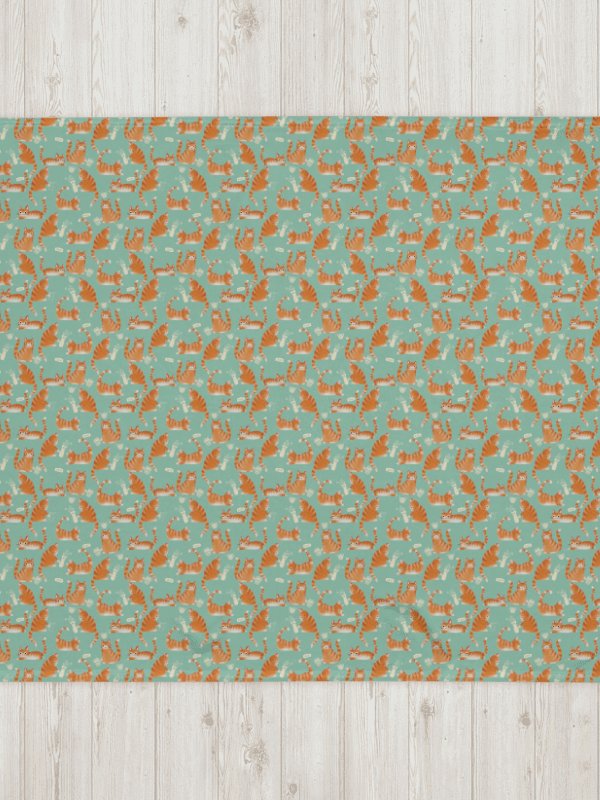 Bad Orange Tabby Cats Knocking Stuff Over Throw Blanket, Green product image (13)