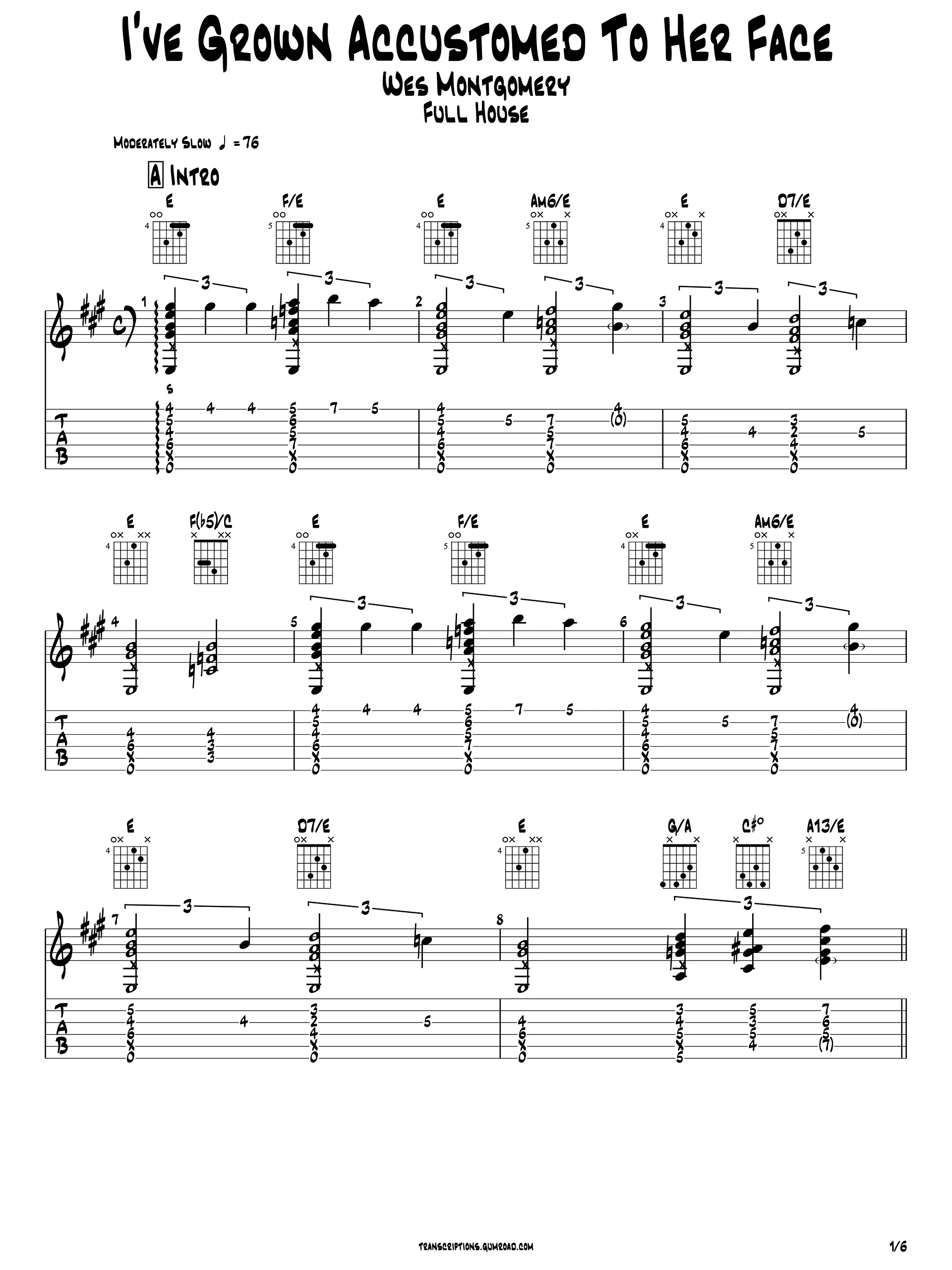 Wes Montgomery - I've Grown Accustomed to Her Face | Jazz Guitar Transcription (PDF + Guitar Pro TAB) product image (2)