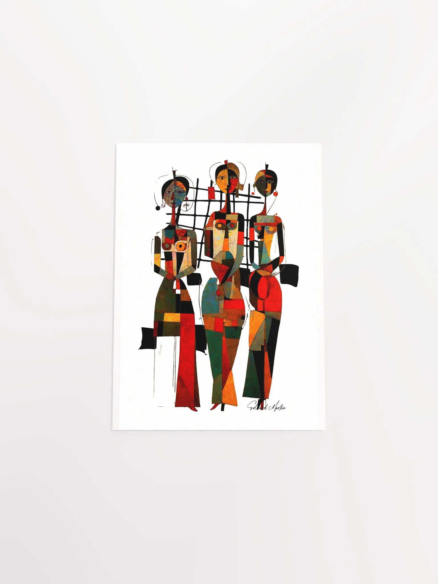 'Kiki Girls' by Edward Martin-Mixed Media Collage-Abstract Geometric Figures Poster product image (5)