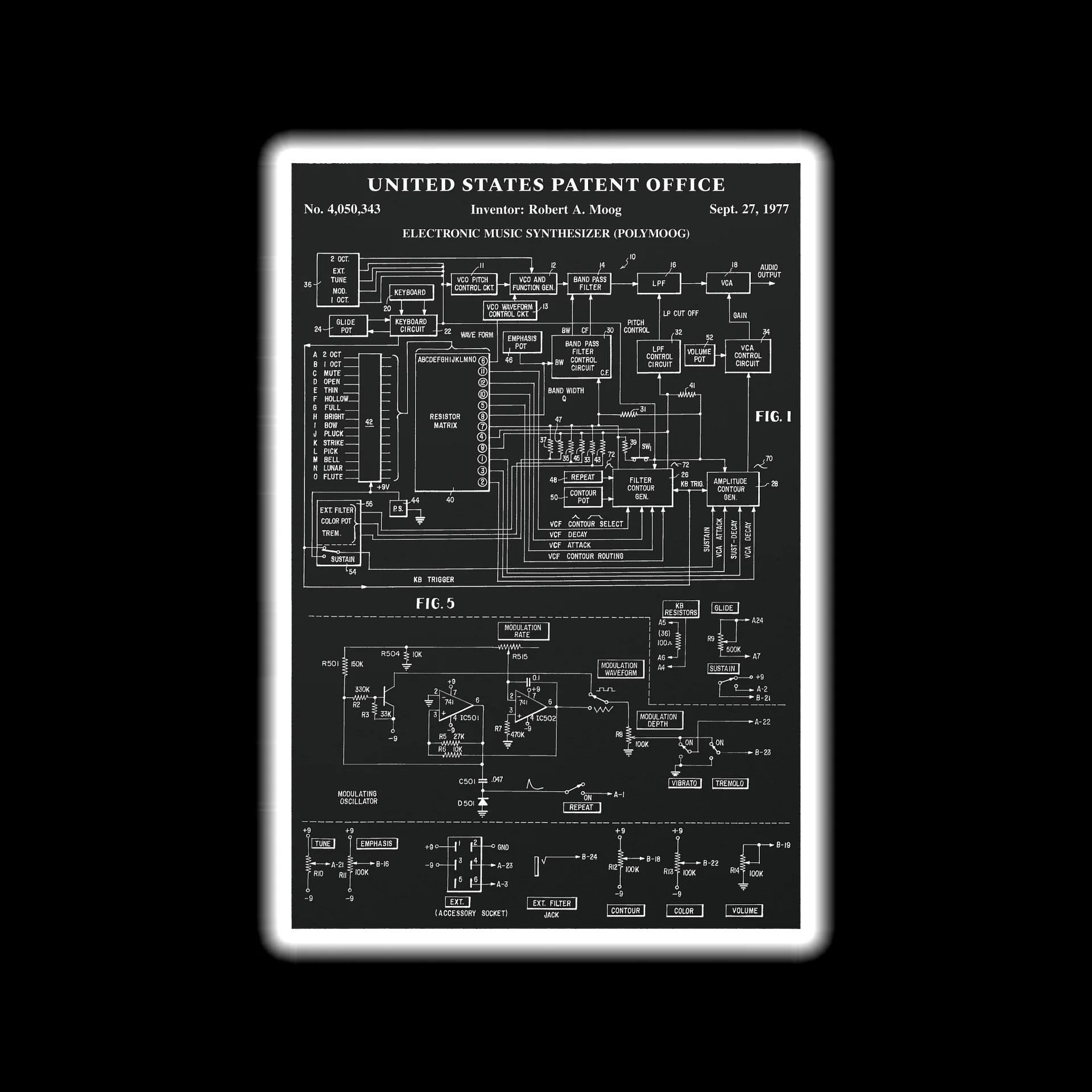 Polymoog Wall Art Poster - Moog Synth Patent 1977 (Vintage Analog Synthesizer) product image (2)