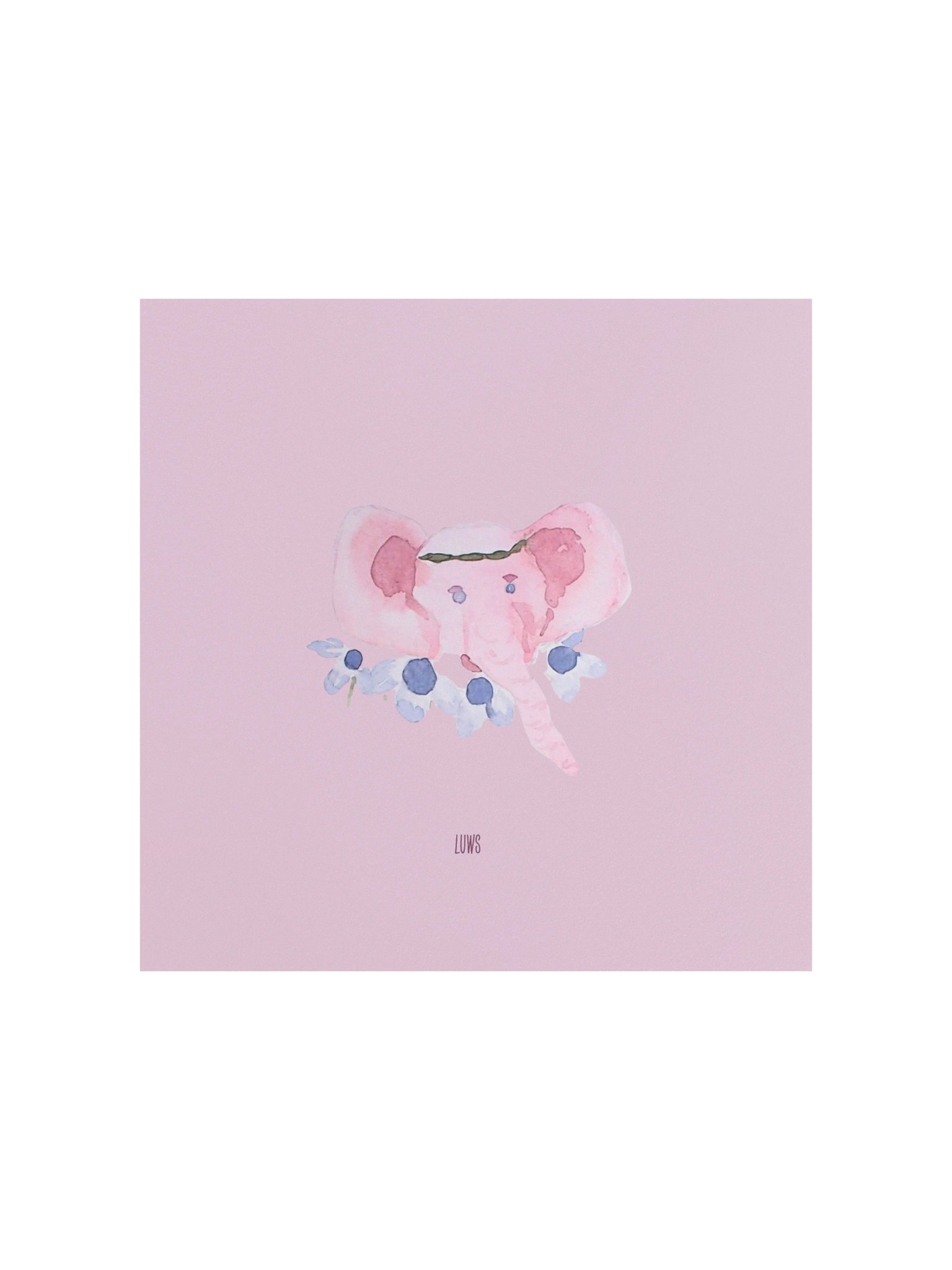 Ella, the elephant | Pastel Pink Elephant Floral Poster (Unframed) product image (1)