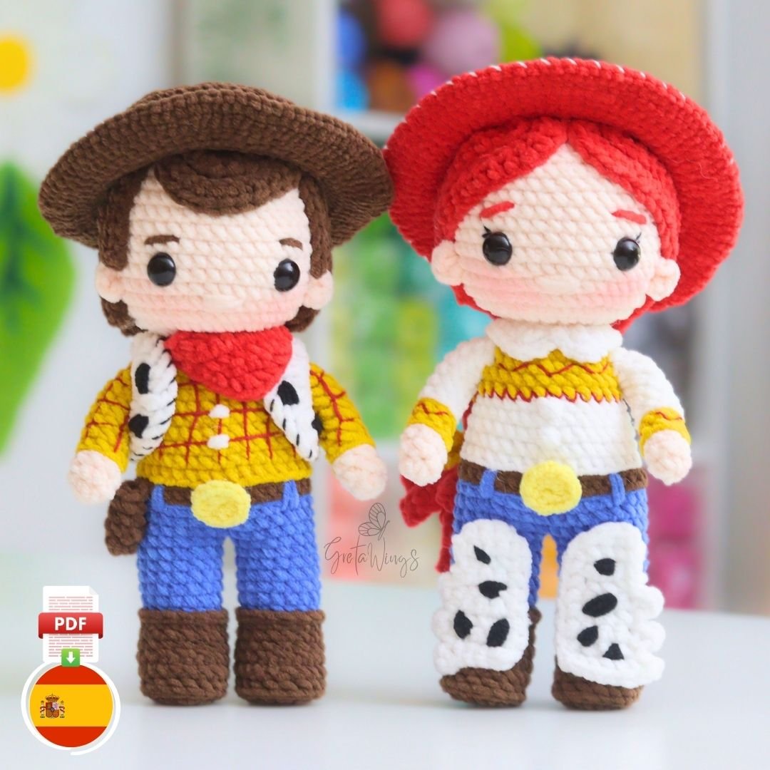 Combo de Patrones Amigurumi Inspirados en Toy Story - T-Rex, Woody y Jessie (3 PDF) product image (5)