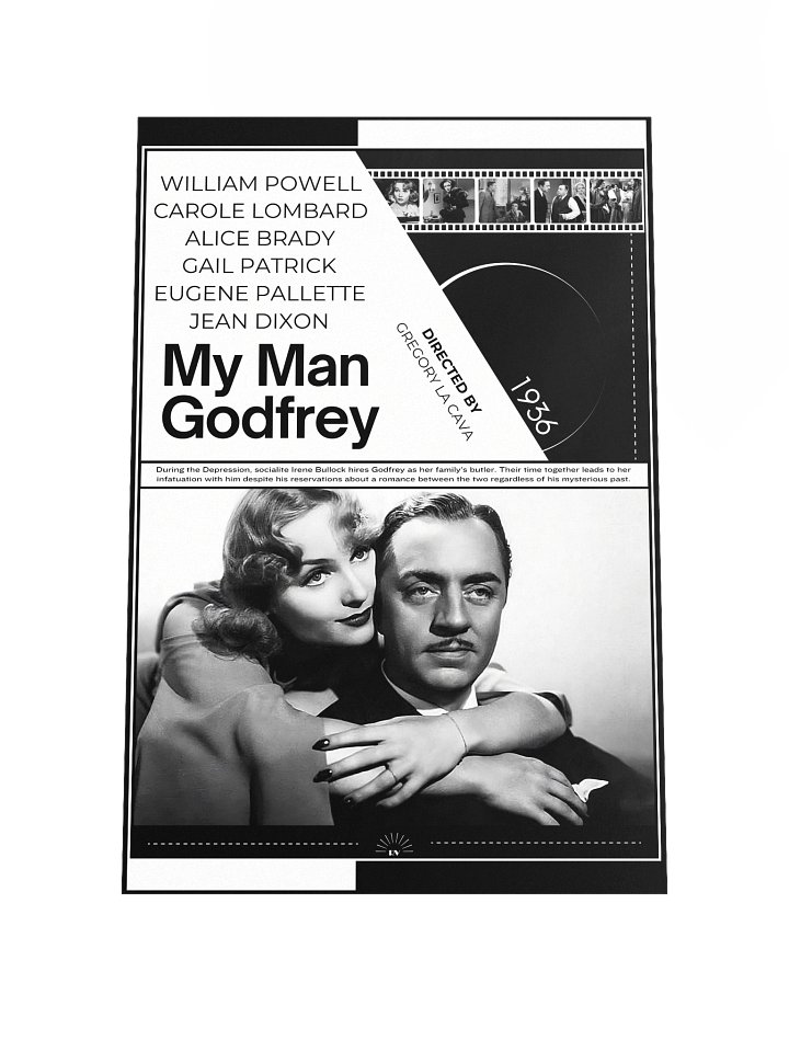 My Man Godfrey with Carole Lombard and William Powell 1936 | Movie Poster | 12x18 Wall Art product image (1)