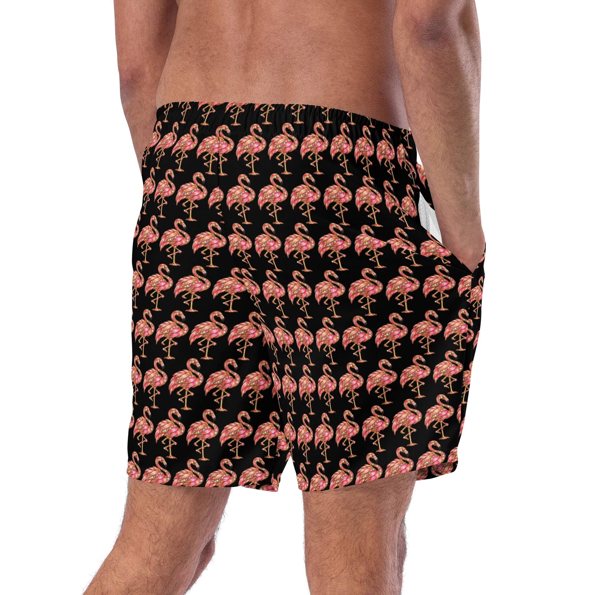 Pink Flamingo All-Over Print Swim Trunks product image (9)