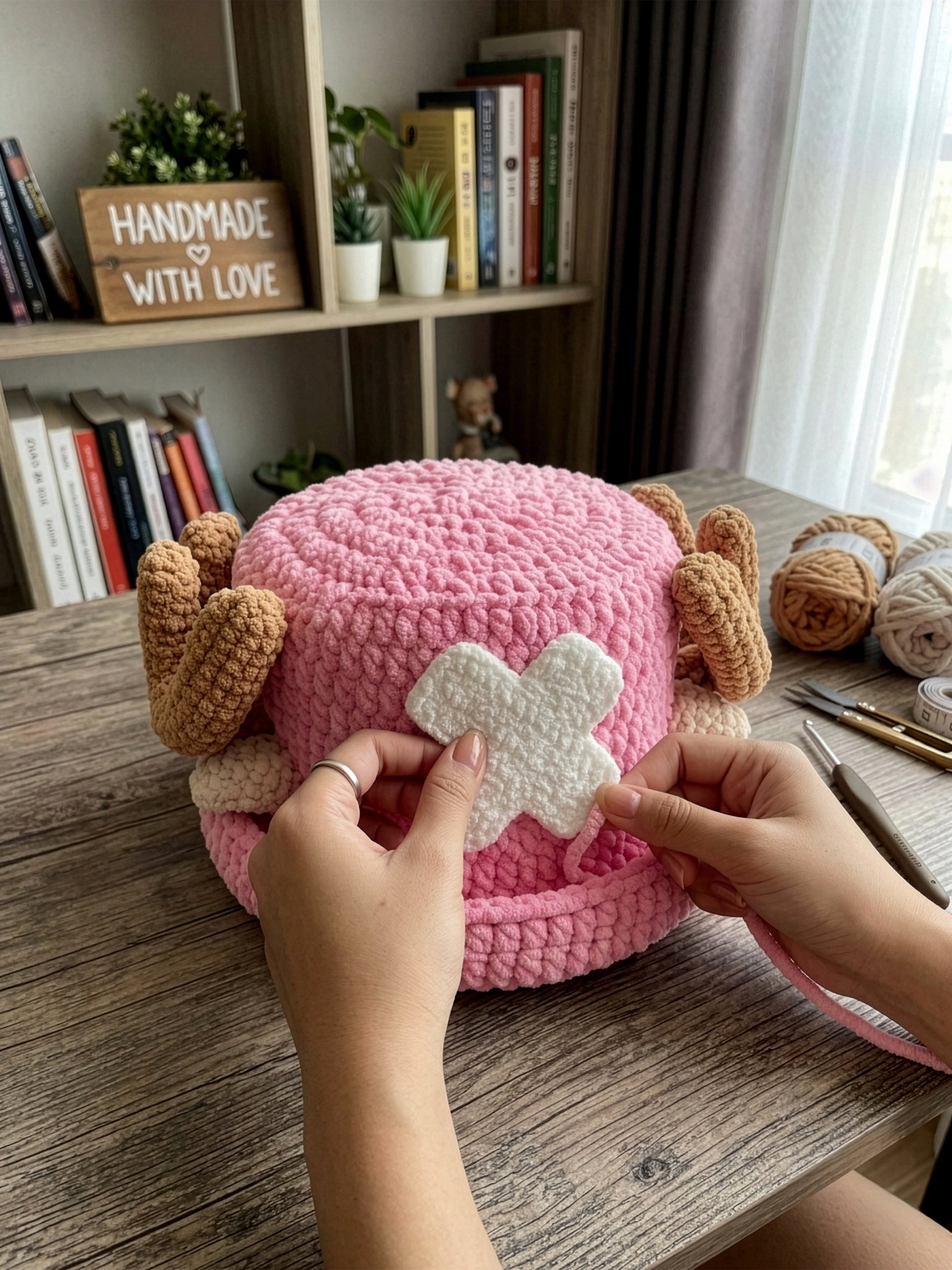 Crochet Plush Hat, Reindeer Doctor Pirate Inspired Beanie product image (5)
